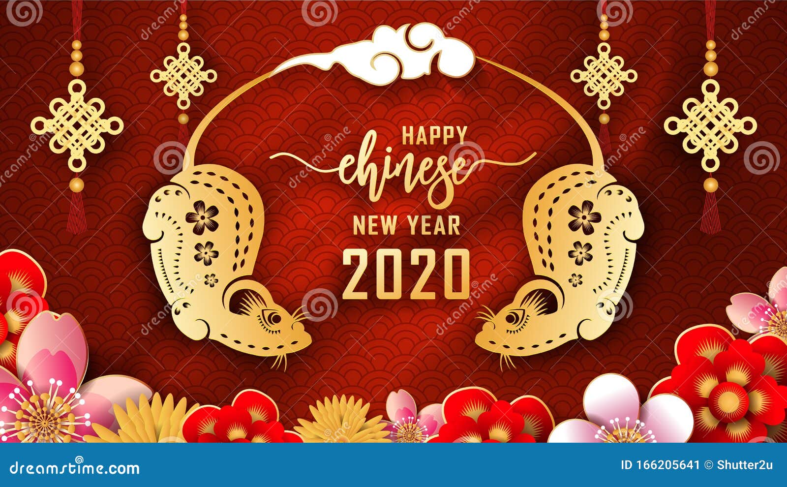 年新年快乐鼠年中国新年贺卡图形设计背景与壁纸向量例证 插画包括有