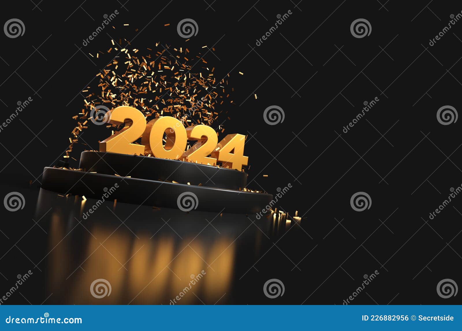 2024年金黑色新年快乐库存例证. 插画包括有场合, 钞票, 翻译, 例证, 刻  image