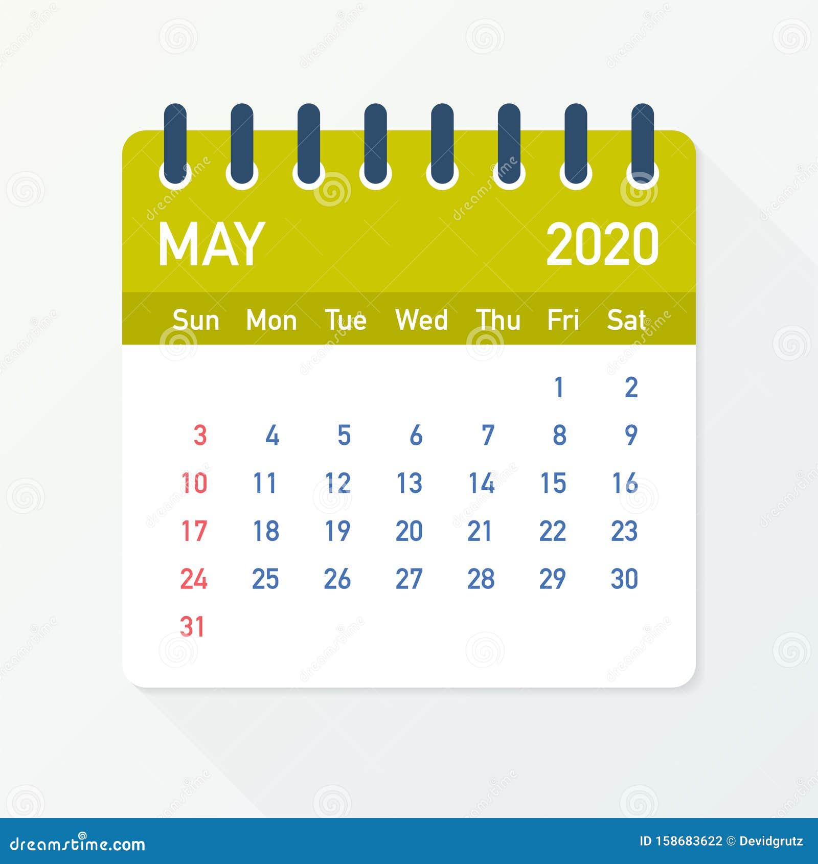 年5月日历叶平面式日历 矢量插图向量例证 插画包括有背包 网格 计划 按年代