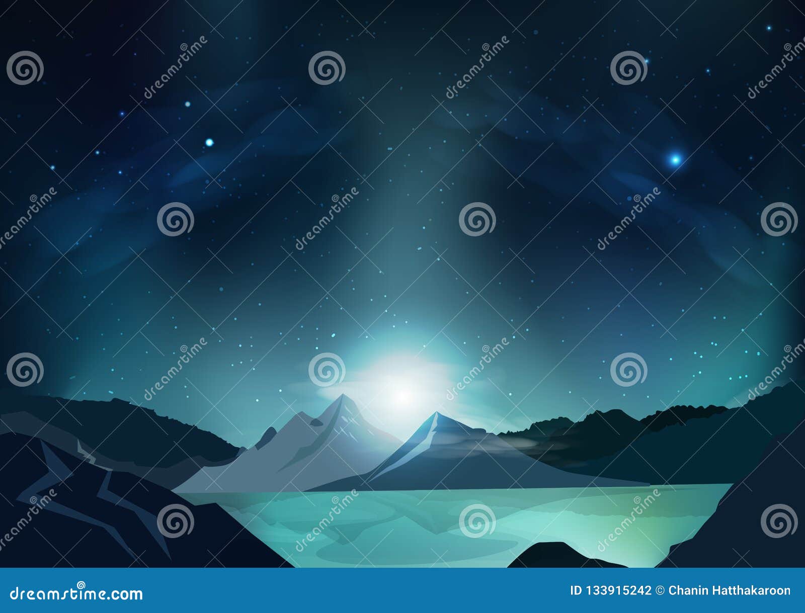 幻想摘要背景 与满月的蓝色夜景 Fa 向量例证 插画包括有绘画 海报 峰顶 极光 照亮 行星 幻想摘要背景 与满月的蓝色夜景 Fa 向量例证 插画包括有绘画 海报 峰顶 极光 照亮 行星