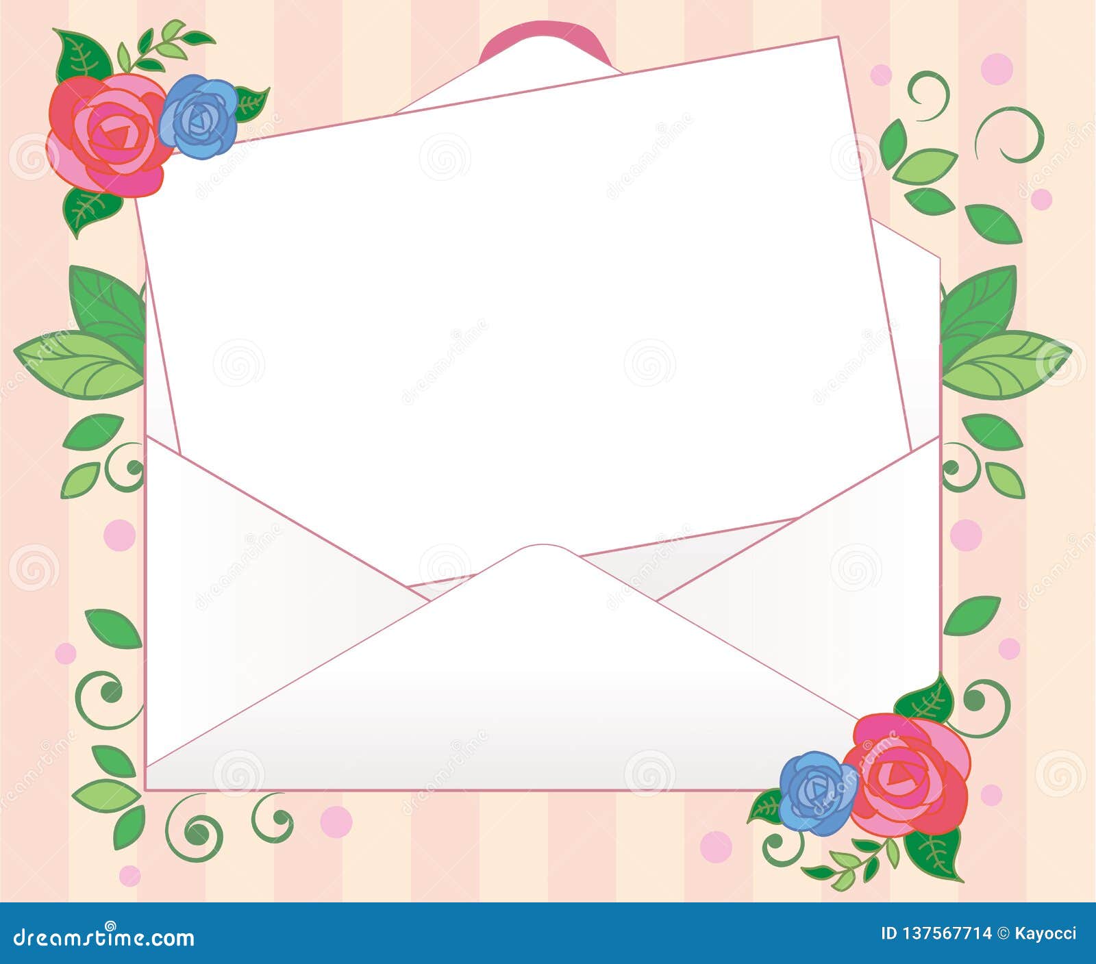 开放信封和信纸 花背景向量例证 插画包括有花背景 开放信封和信纸