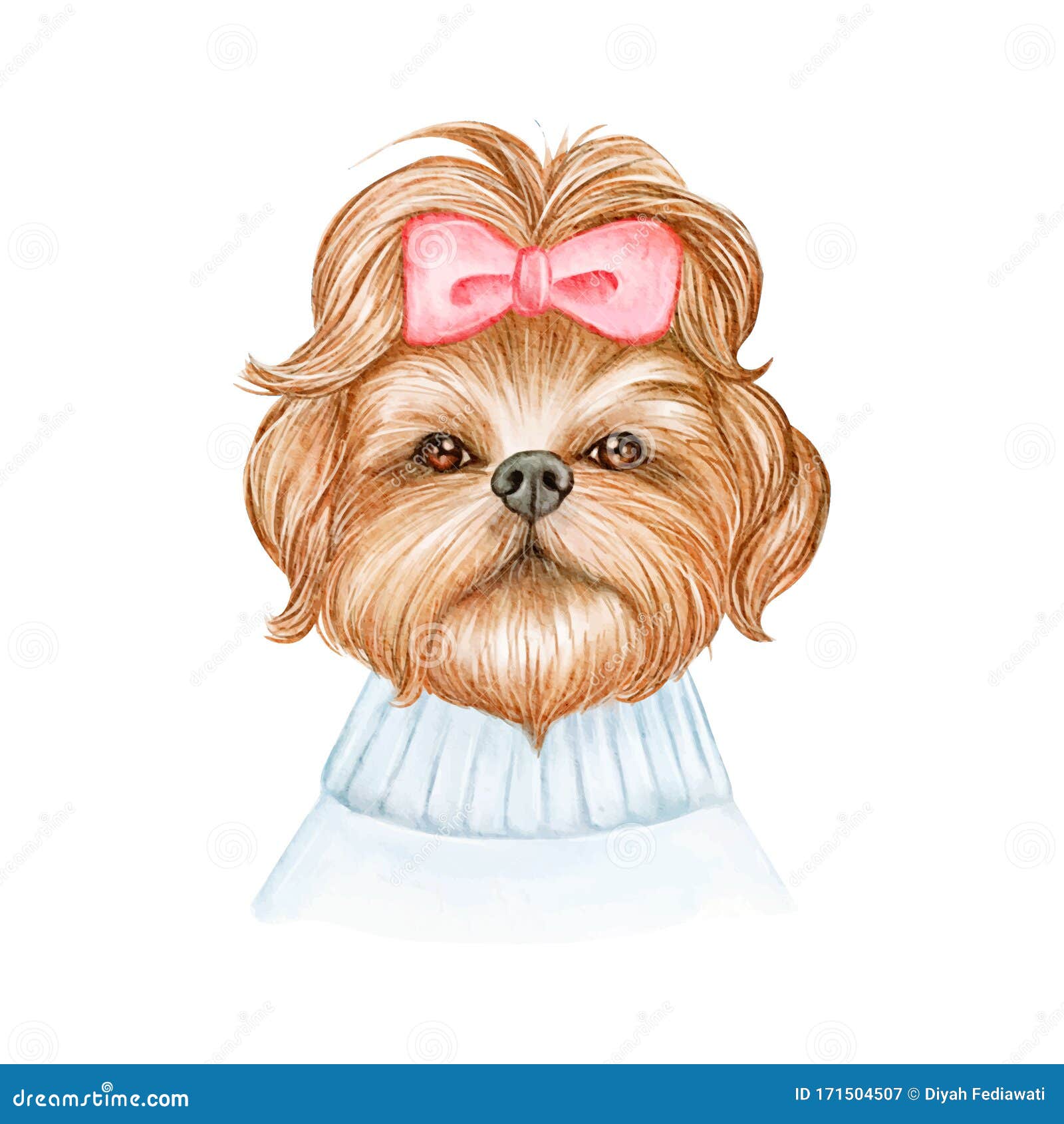 彩带水彩插图的可爱石子犬向量例证 插画包括有图象 图画 逗人喜爱 查找 敬慕 看板卡