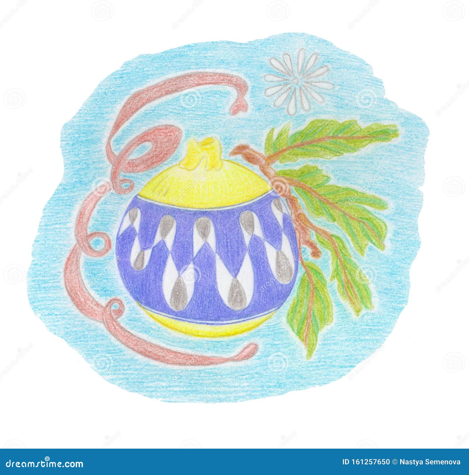彩色圣诞玩具球的水彩铅笔插图库存例证 插画包括有彩色圣诞玩具球的水彩铅笔插图