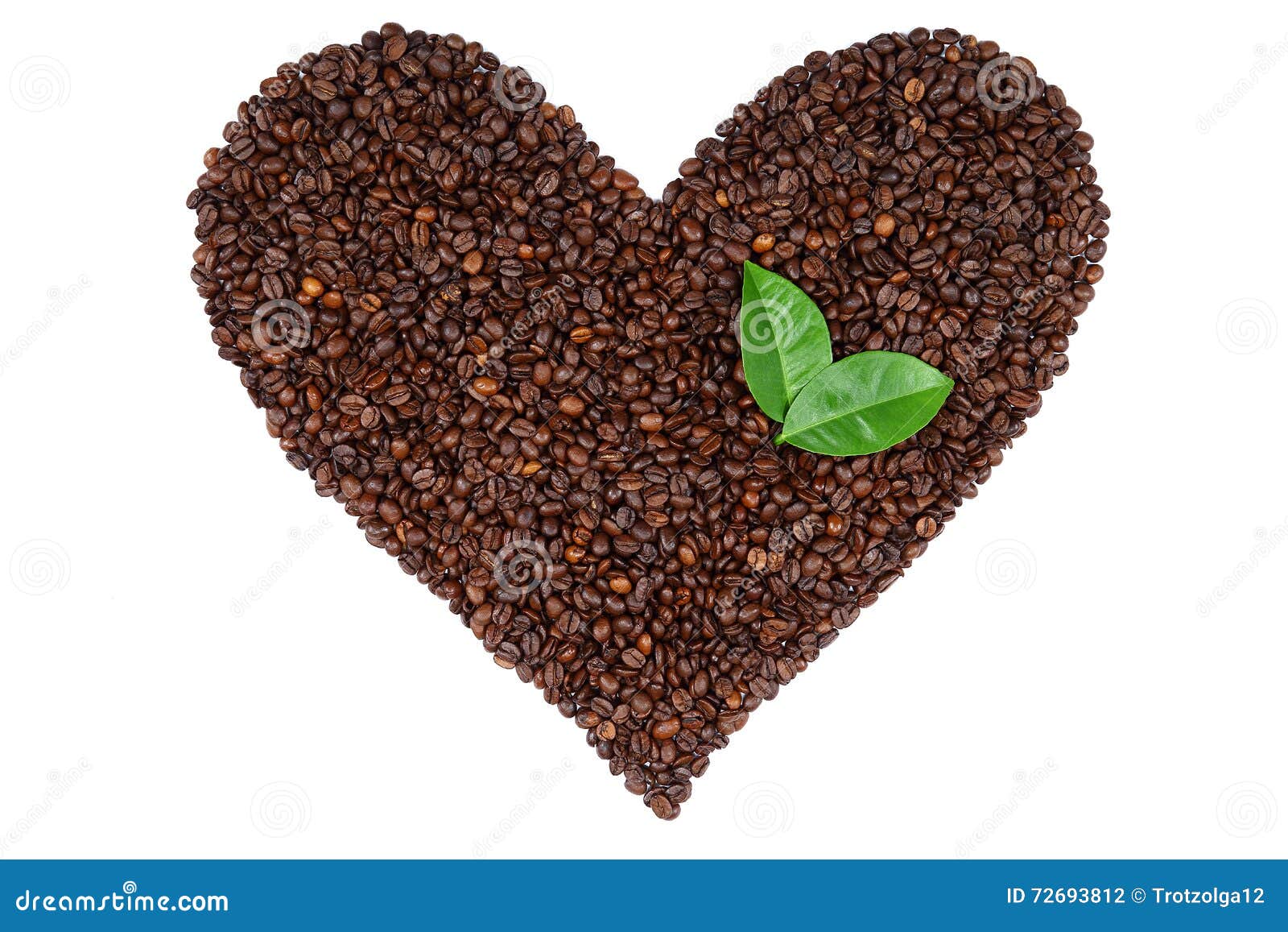 心脏由咖啡豆和绿色叶子做了a A 库存照片 图片包括有 A 心脏由咖啡豆和绿色叶子做了a