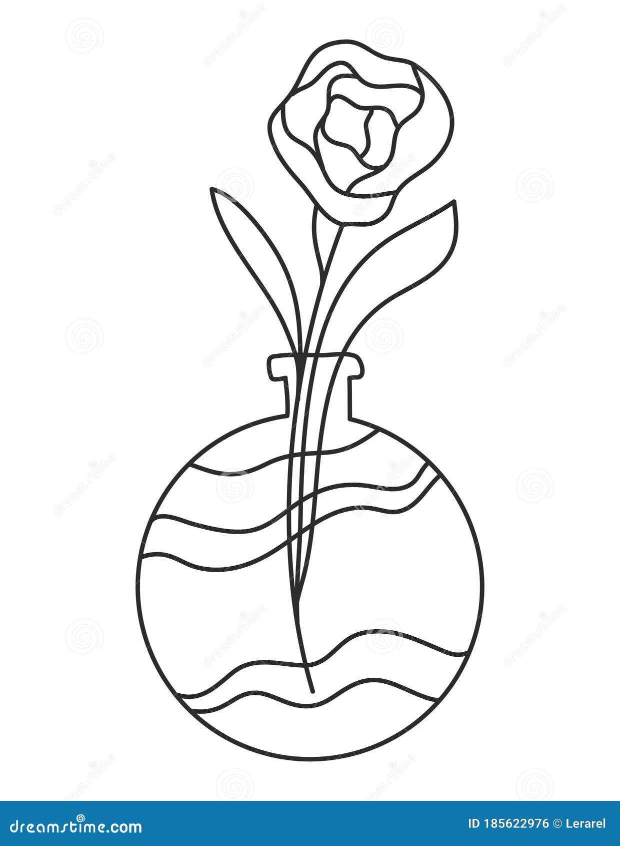 成人儿童用花彩本一瓶水里的玫瑰用黑线进行着色的拉伸图案库存例证 插画包括有国界的 装饰 成人儿童用花彩本一瓶水里的玫瑰用黑线进行着色的拉伸图案库存例证 插画包括有国界的 装饰