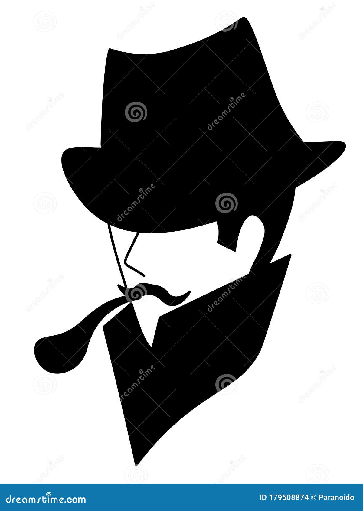 戴烟斗帽的古人轮廓向量例证 插画包括有英语 例证 查出 等高 图标 男人 罪行 男性