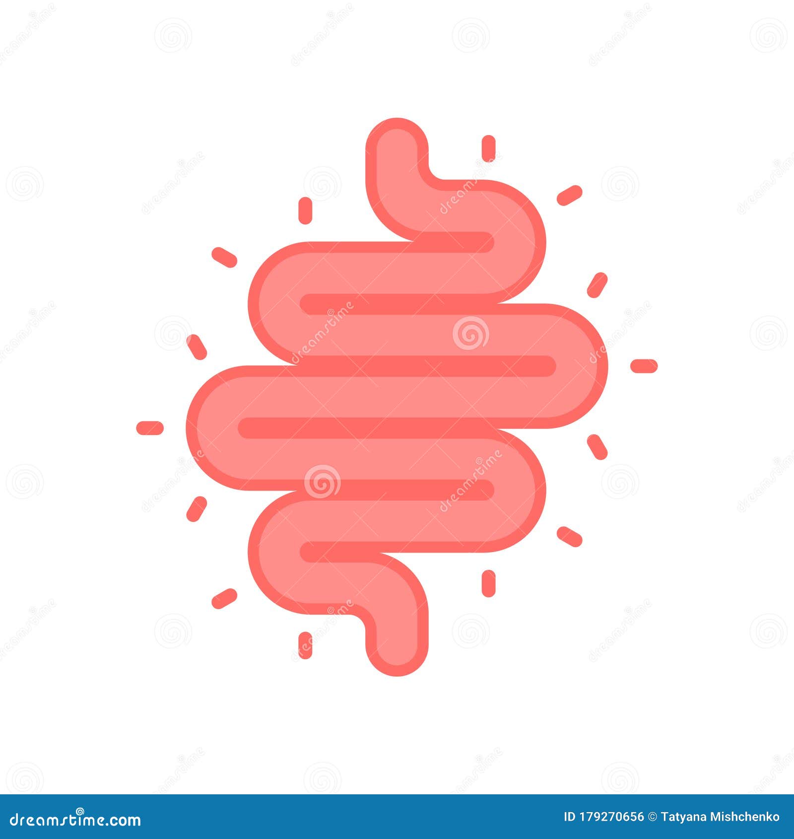 扁平型肠道便秘图标白色孤立背景上的结肠炎矢量图插图胃商概念库存例证 插画包括有肚腑 概念