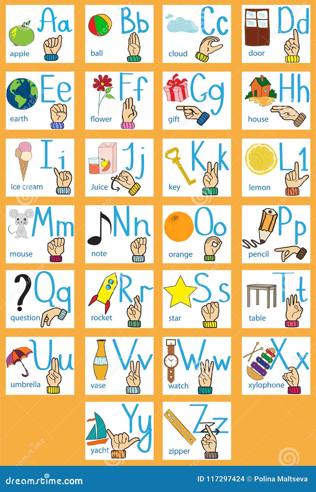 手势语和字母表动画片信件字母表创造性的英语abc概念向量例证 插画包括有abc概念 手势语和字母表
