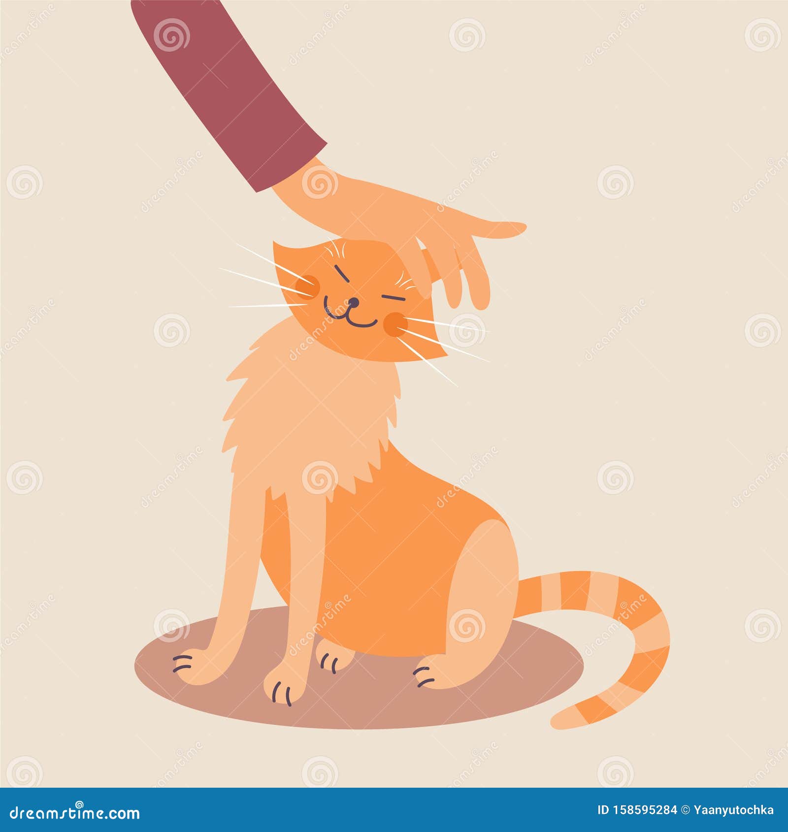 手抚猫善于处理动物善的表现向量例证 插画包括有仁慈 国内 小猫 椅子 字符 平面