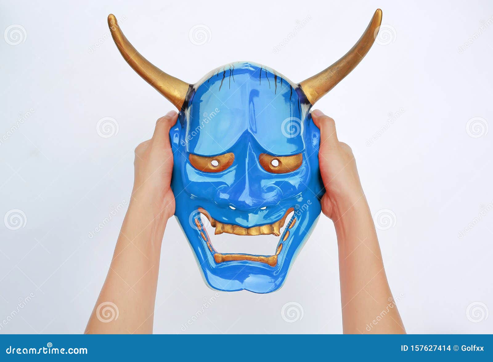 手持白色背景中的蓝色歌舞伎面具库存照片 图片包括有文化 证实 蓝色 现有量 嫉妒 题头