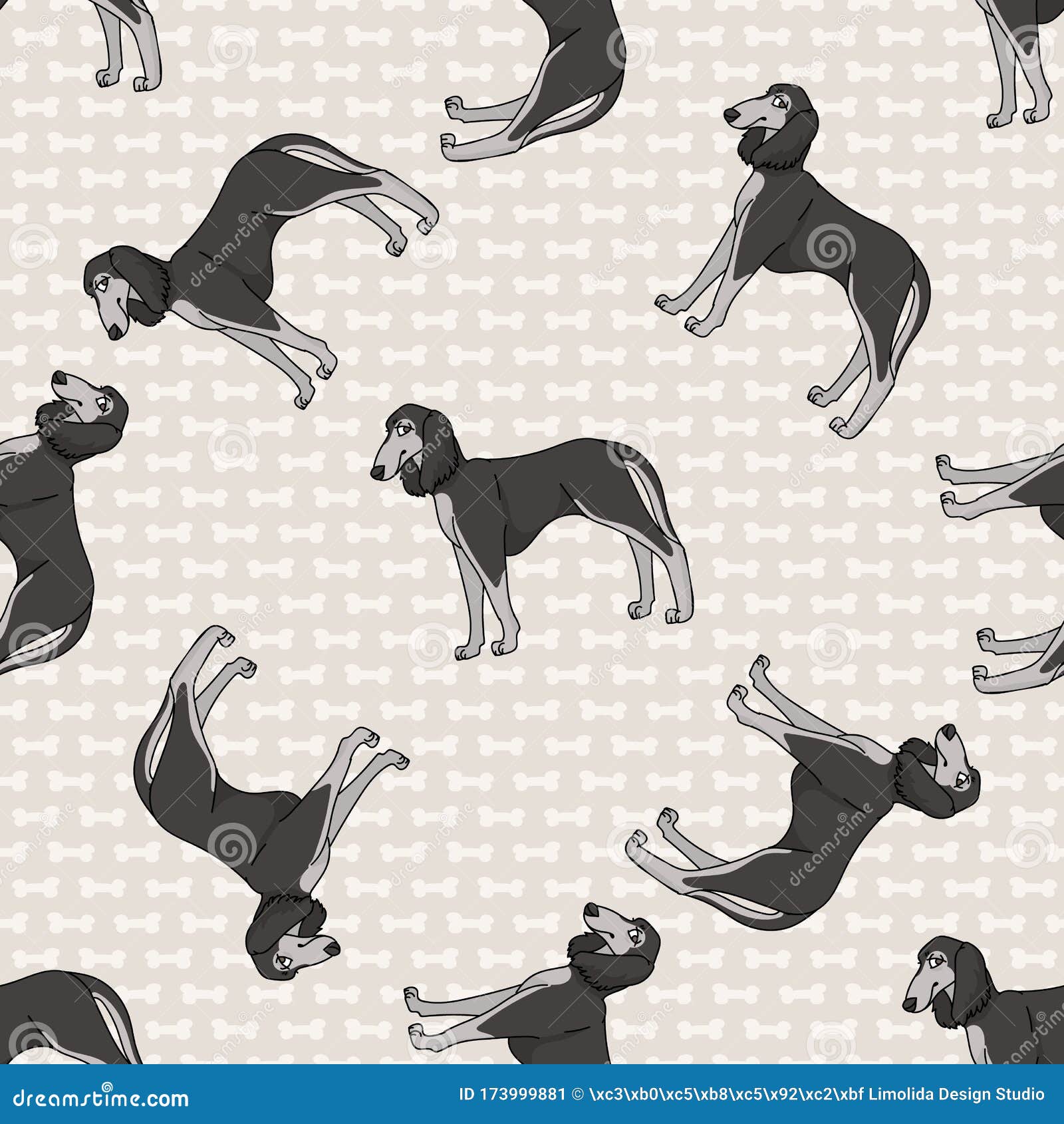 手绘可爱的小月犬无缝矢量图爪背景上纯种家犬爱狗的宠物室库存例证 插画包括有图象 设计