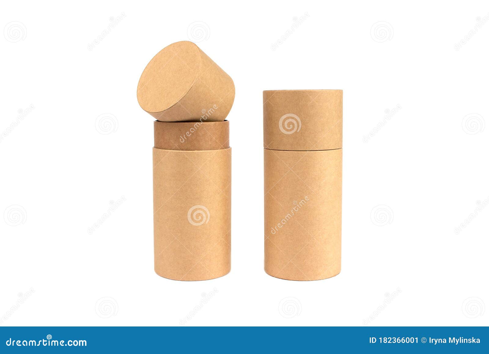 打开和关闭的纸管 白色背景上与复制空间隔离的包装用纸板容器 模型库存图片 图片包括有