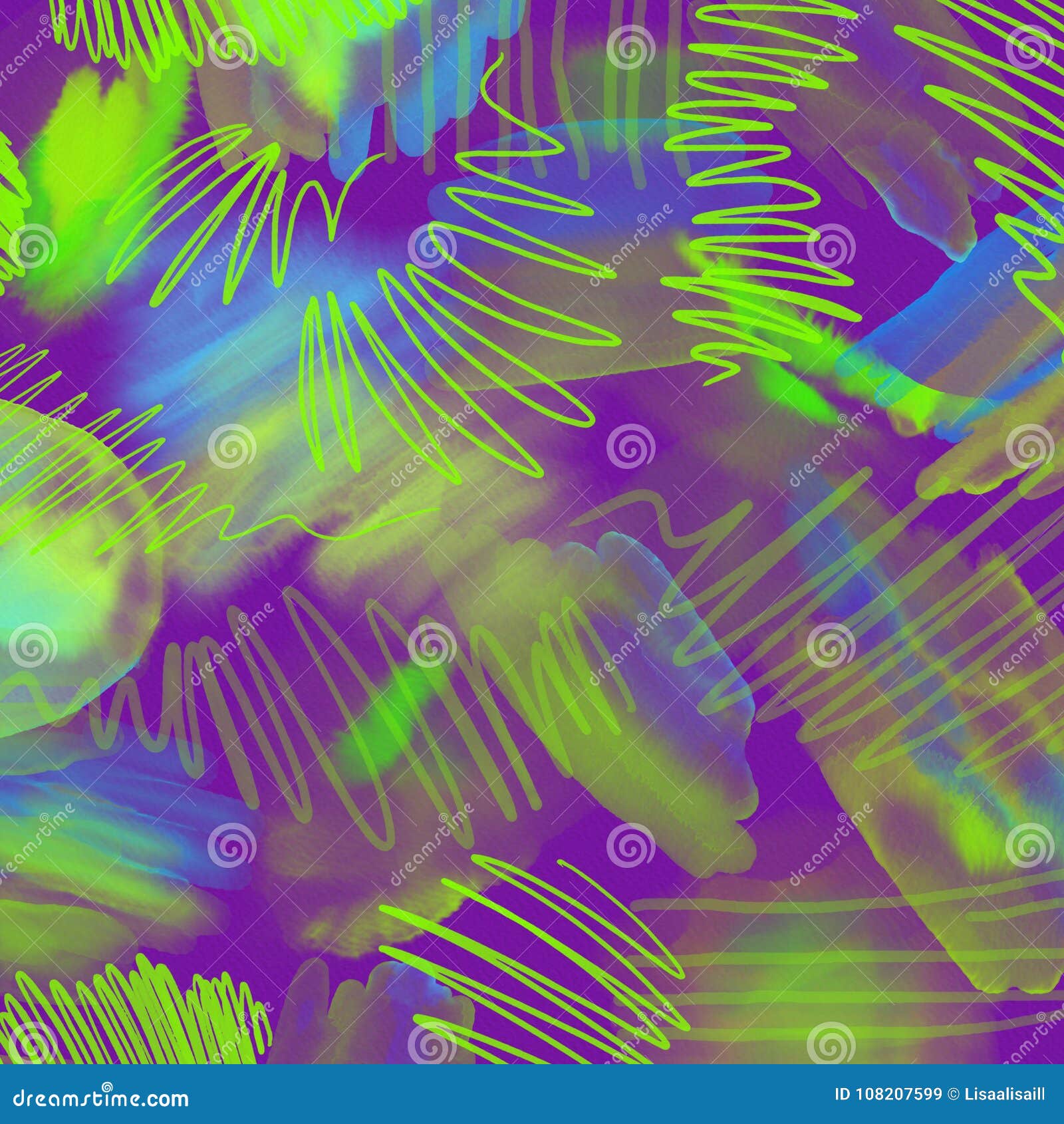 抽象霓虹几何80s和90s手得出与氖颜色的魅力样式霓虹水彩刷子油漆魅力库存例证 插画包括有当事人 背包