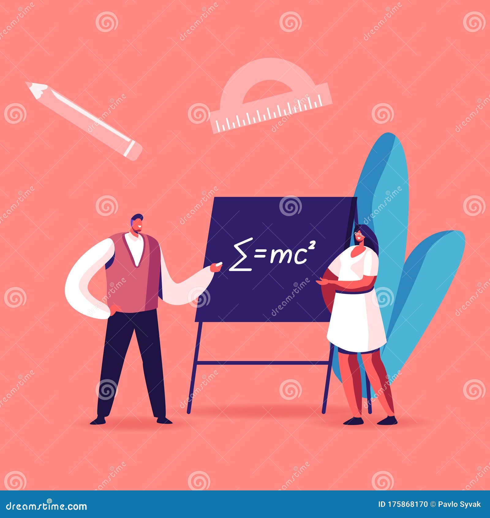 教师男性角色对女青年学生数学或物理公式的黑板书写向量例证 插画包括有动画片 数学 实验 男人 教师男性角色对女青年学生数学或物理公式的黑板书写向量例证 插画包括有动画片 数学 实验 男人