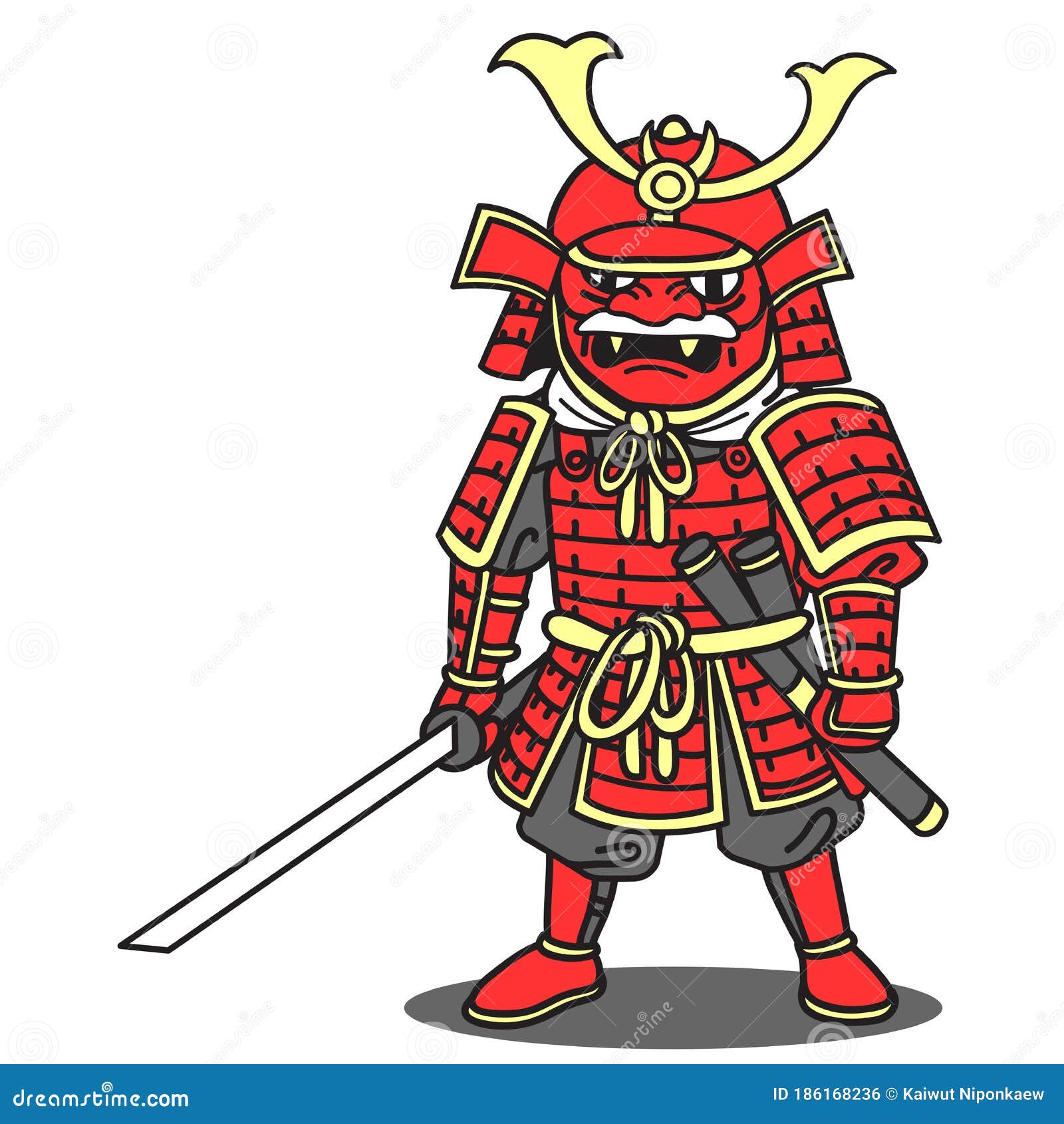 日本武士卡通人物武士向量例证 插画包括有男人 聚会所 符号 忍者 查出 背包 服装