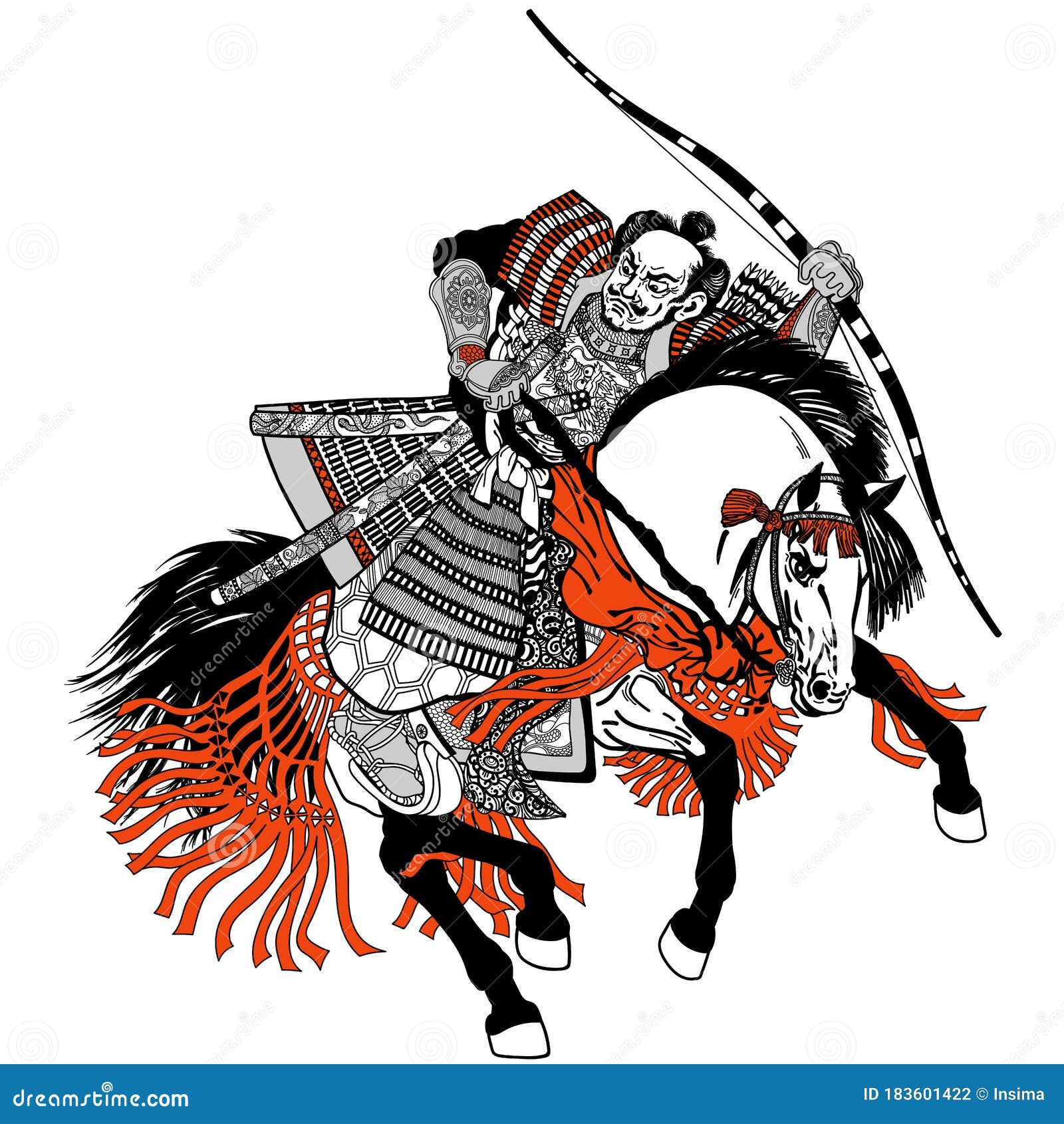 日本武士射手骑马向量例证 插画包括有历史 日语 臂章 骑士 战斗 骑兵 日本 聚会所