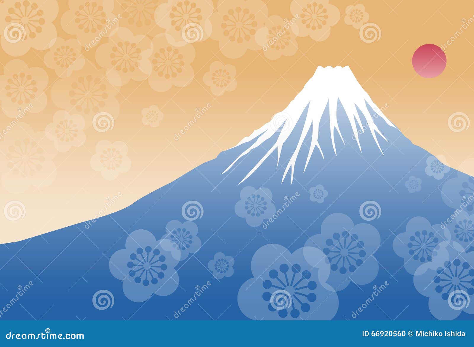 早晨太阳和富士山向量例证 插画包括有早晨太阳和富士山
