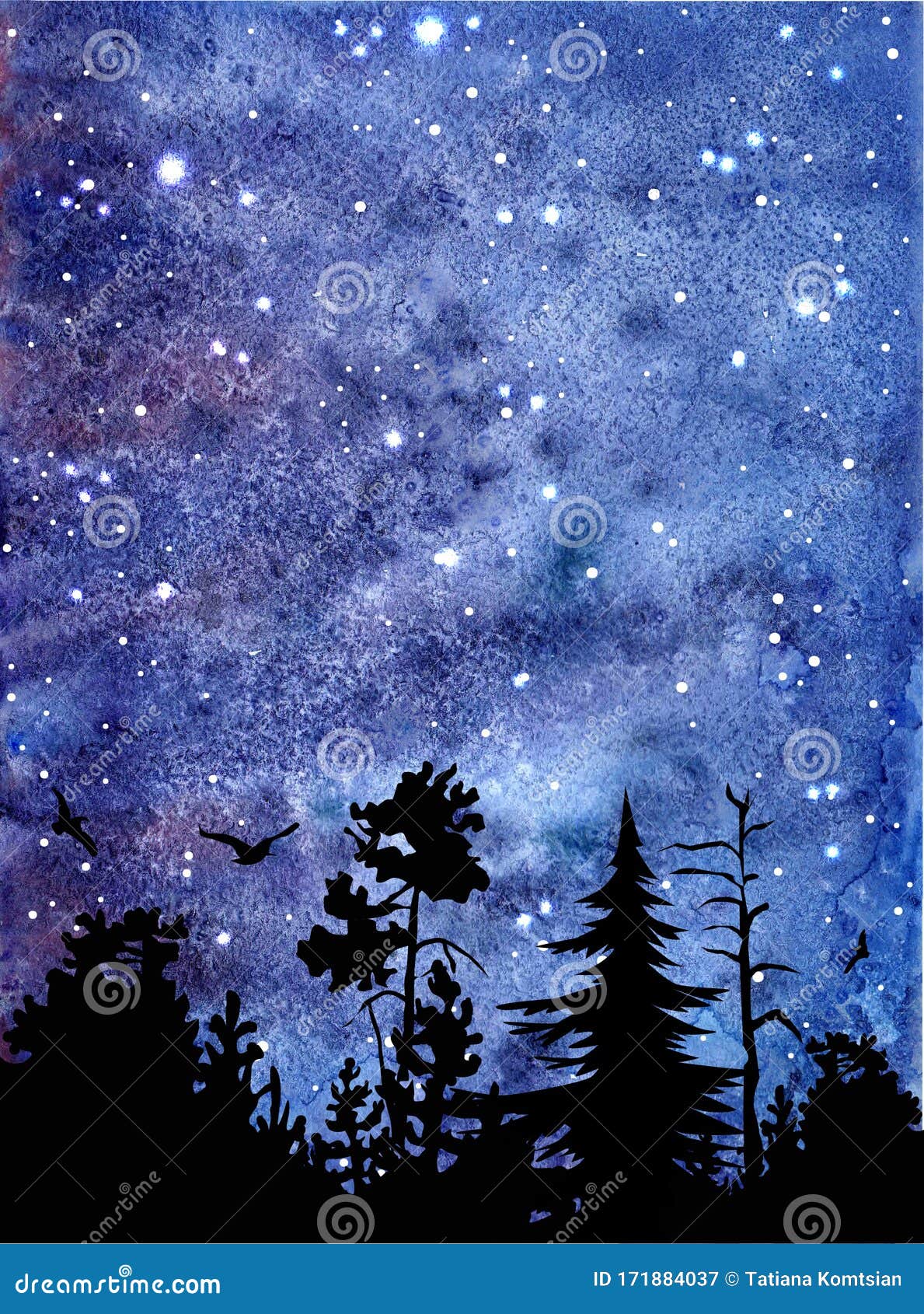 星空森林的水彩景观库存例证 插画包括有森林 要素 艺术性 复制 附庸风雅 绿色 云彩 星空森林的水彩景观库存例证 插画包括有森林 要素 艺术性 复制 附庸风雅 绿色 云彩