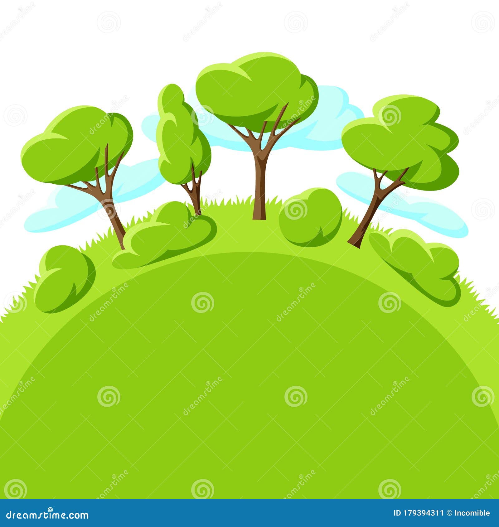 春夏背景中的风格化树木向量例证 插画包括有春夏背景中的风格化树木