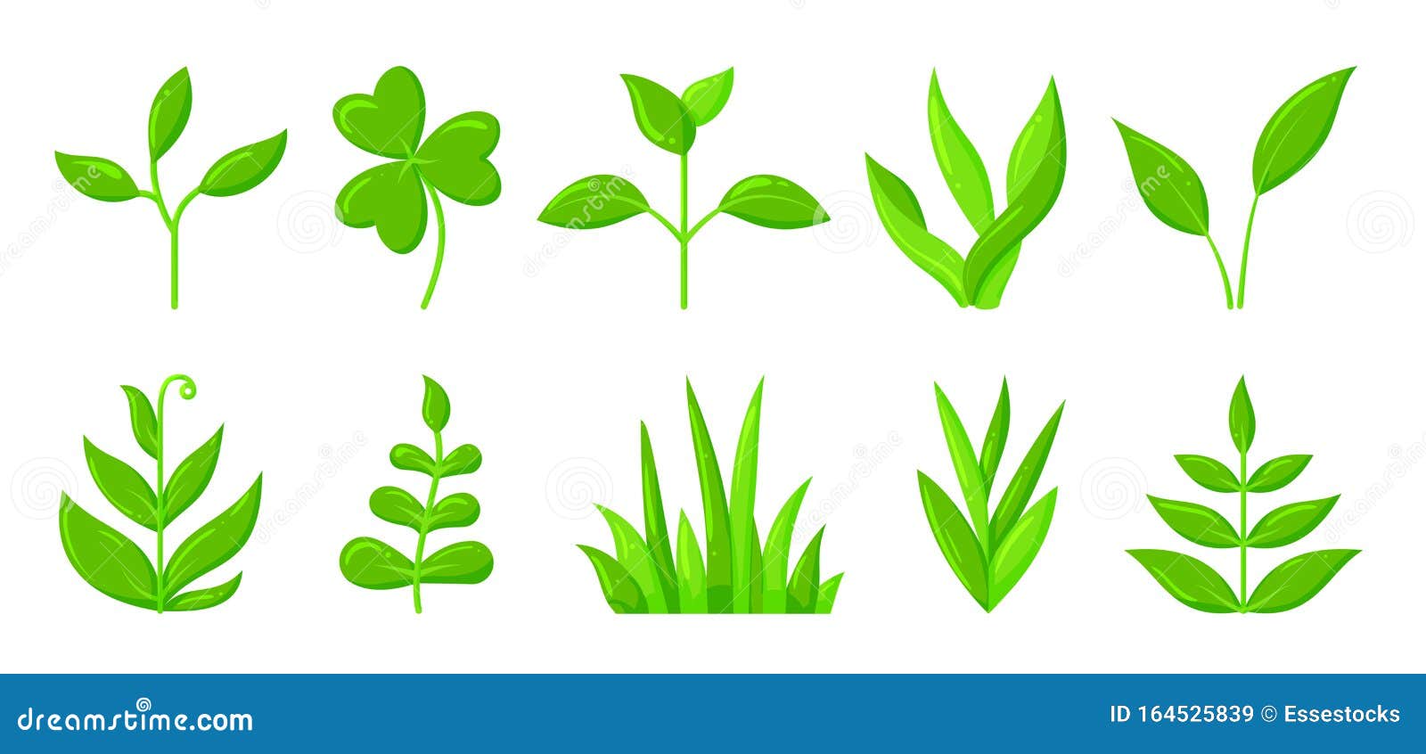 春绿草芽植物卡通图标组向量例证 插画包括有生态 例证 动画片 进展 树苗 叶子 要素