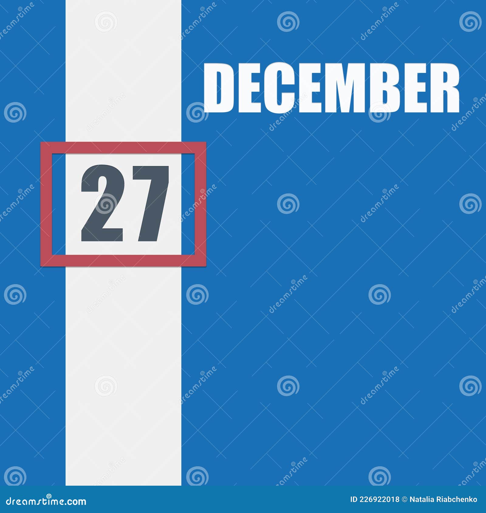 12月27日月27日日历日期蓝色背景 带白条和红号滑块 日期概念库存例证 插画包括有例证 每日