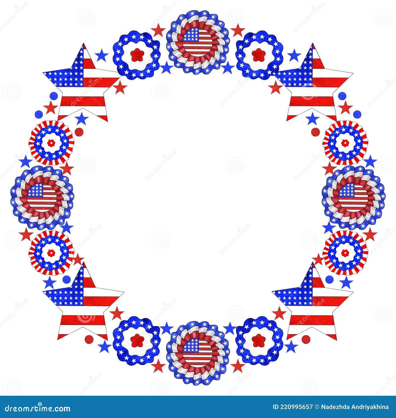 7月4日美国独立日水彩花圈库存例证 插画包括有例证 亚马逊 独立 五颜六色 创造性 三色
