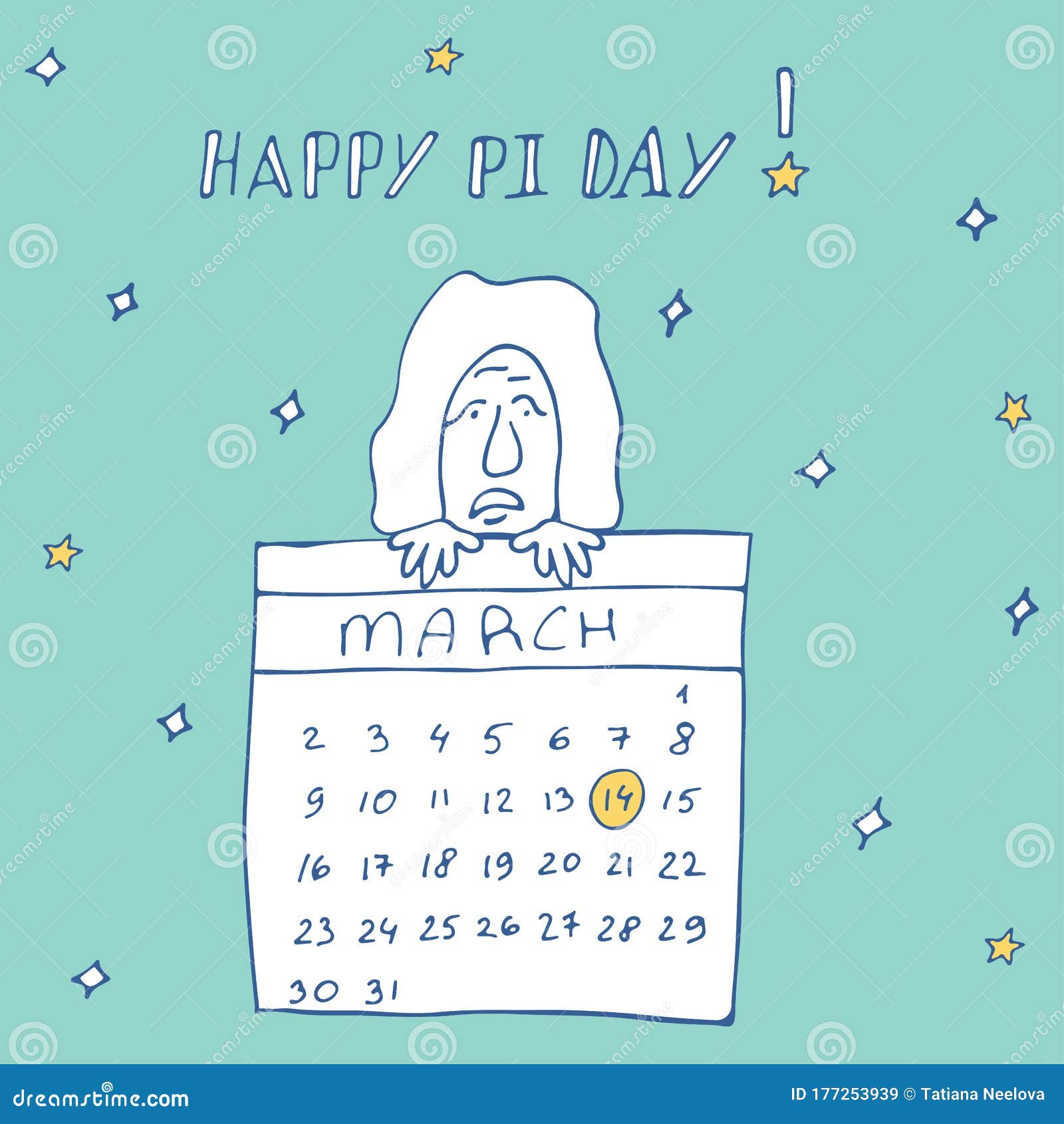 3月14日 Pi日 快乐庆祝的手绘涂鸦矢量图数学常数 圆的比向量例证 插画包括有选件类 圈子