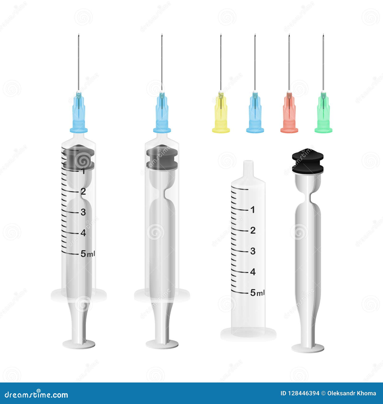 有各种各样的颜色皮下注射针的现实塑料注射器向量例证 插画包括有 有各种各样的颜色皮下注射针的现实塑料注射器向量例证 插画包括有