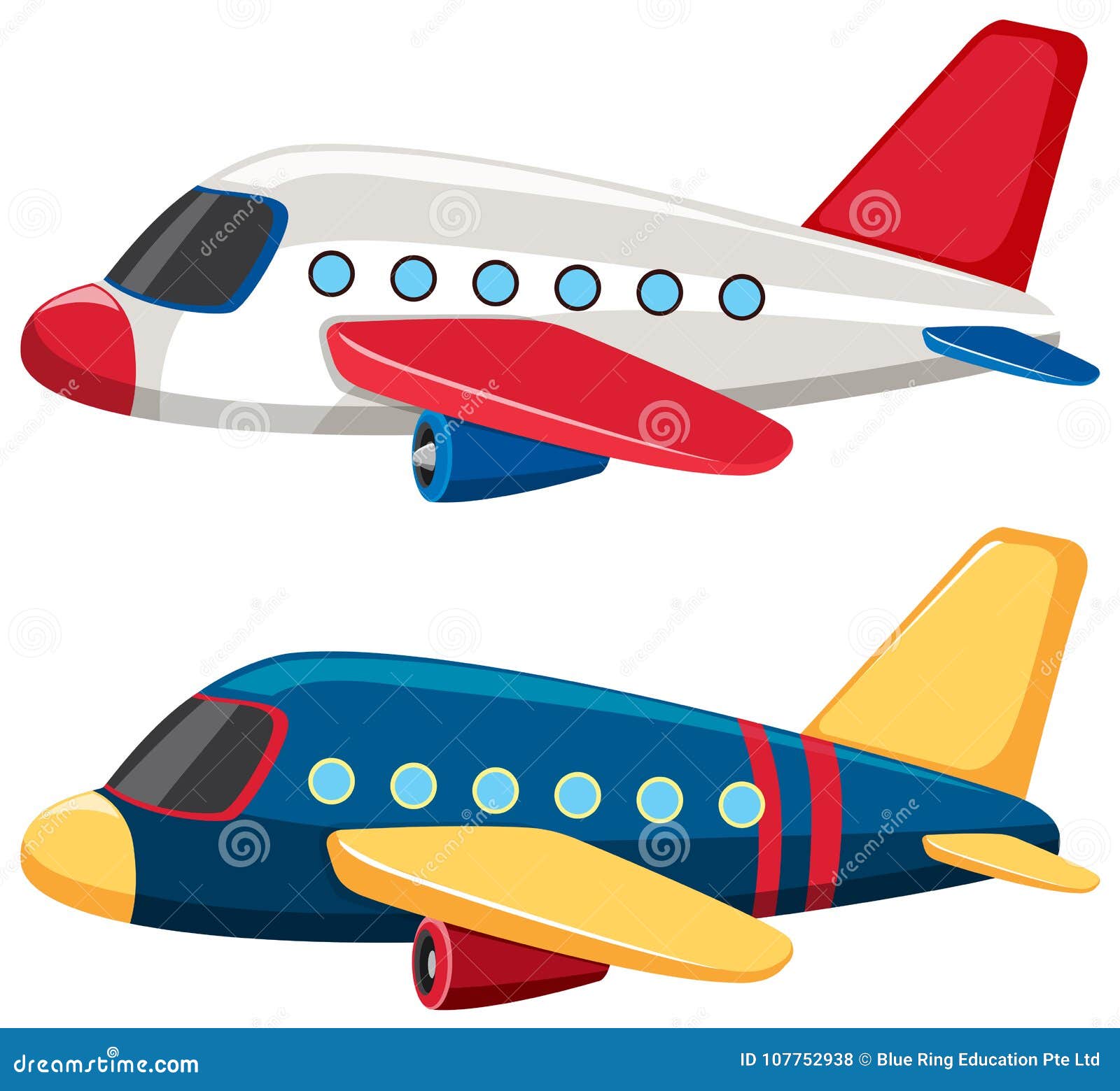 有蓝色和白色颜色的两架飞机向量例证. 插画包括有喷气机, 蓝色, 图象, 例证, 对象, 夹子, 飞行- 107752938
