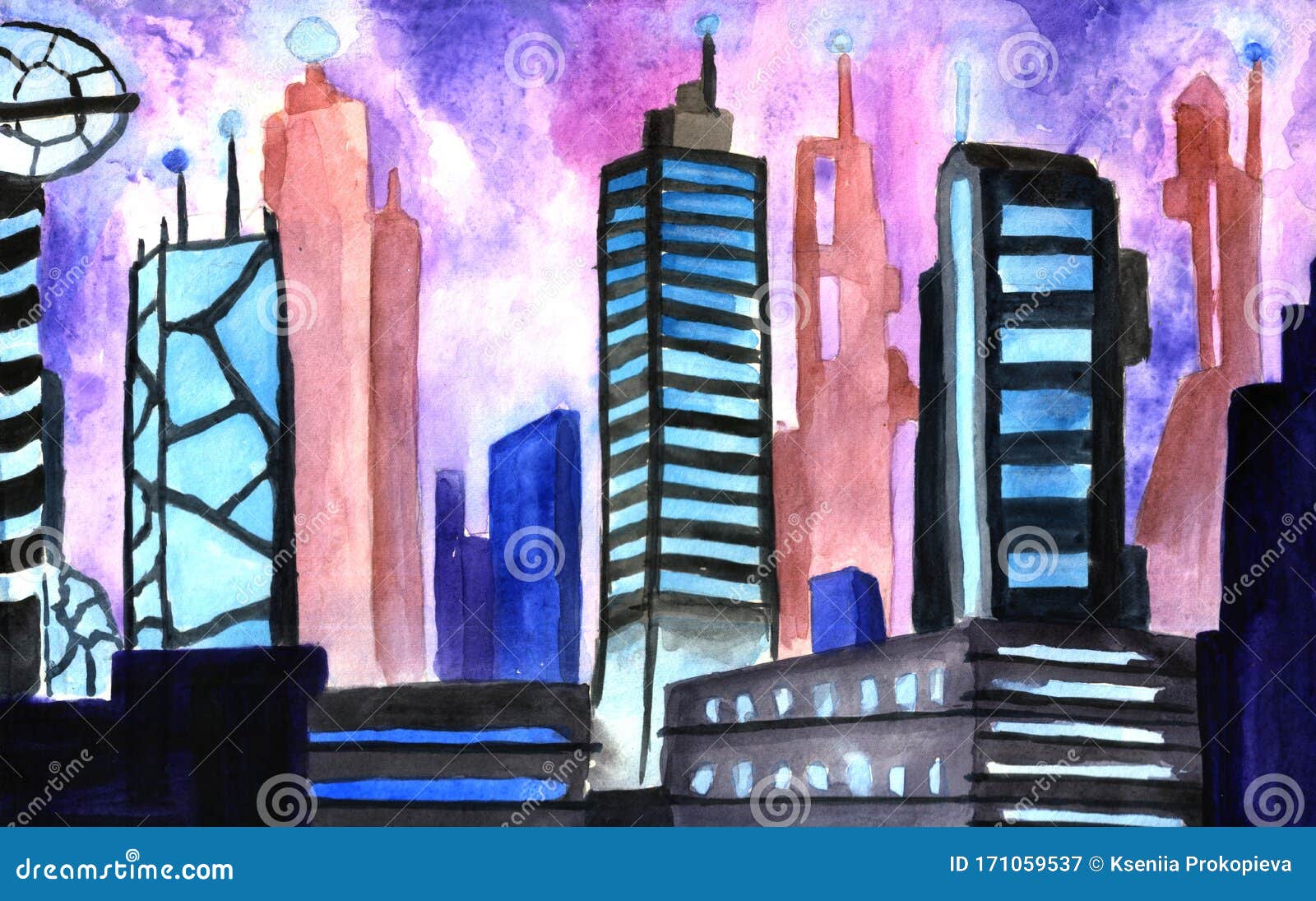 未来风景赛博朋克摩天大楼城市水彩库存例证 插画包括有街市 现代 晚上 霓虹灯 城市 通风 未来风景赛博朋克摩天大楼城市水彩库存例证 插画包括有街市 现代 晚上 霓虹灯 城市 通风
