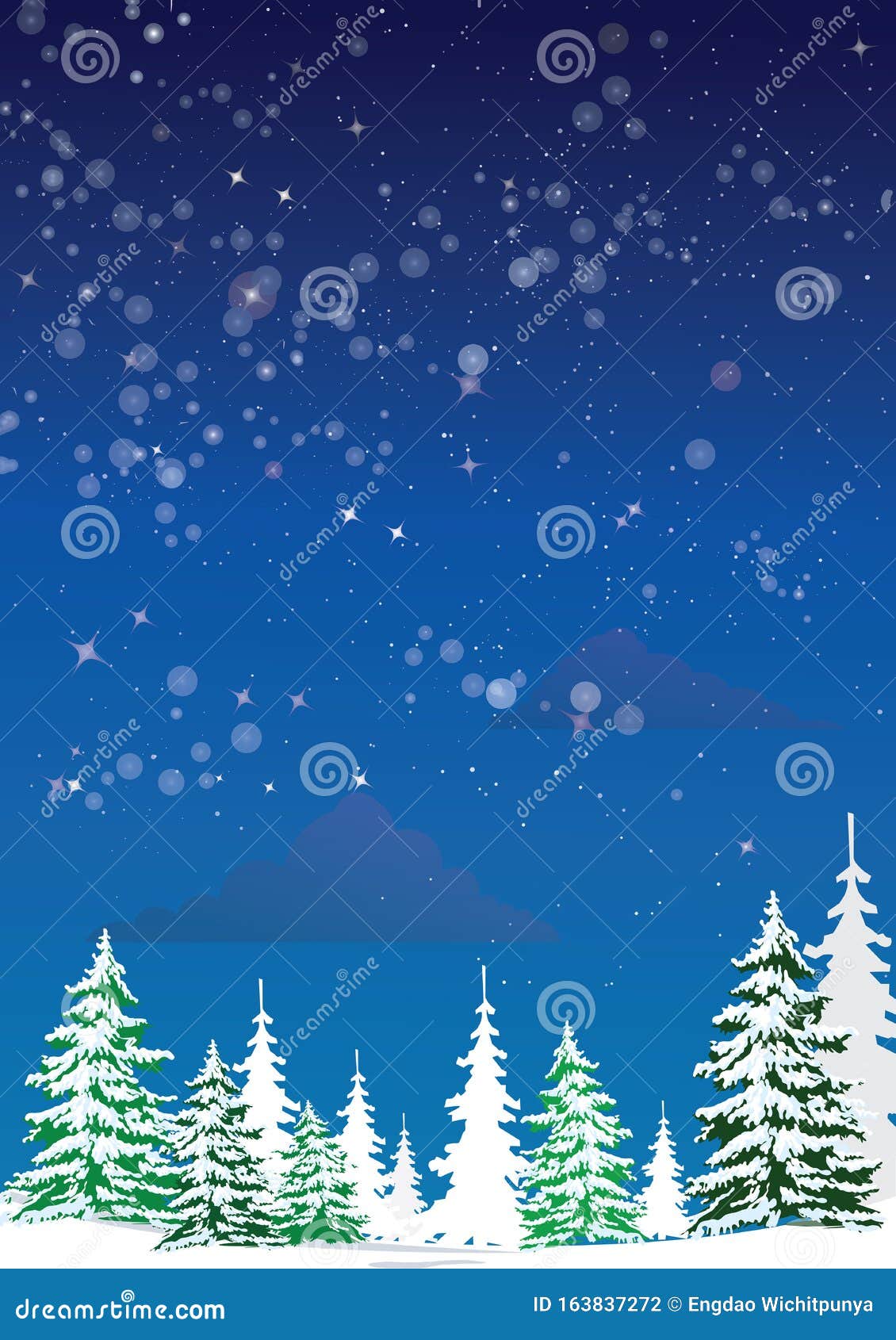 松树林景观垂直 夜间剪影圣诞树森林杉木自然雪冬背景 矢量图库存例证 插画包括有特写镜头 查出