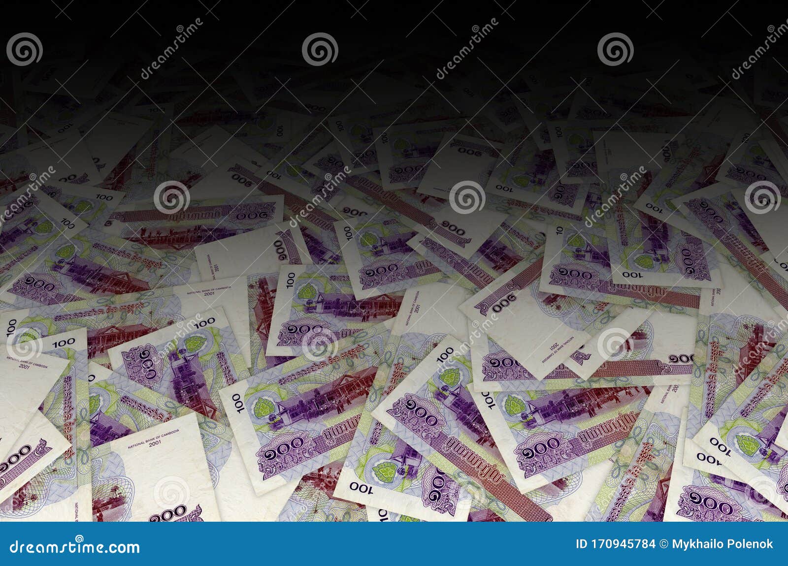 100柬埔寨瑞尔钞票图案是柬埔寨的国家货币库存照片 图片包括有货币 班卓琵琶 标记 布琼布拉