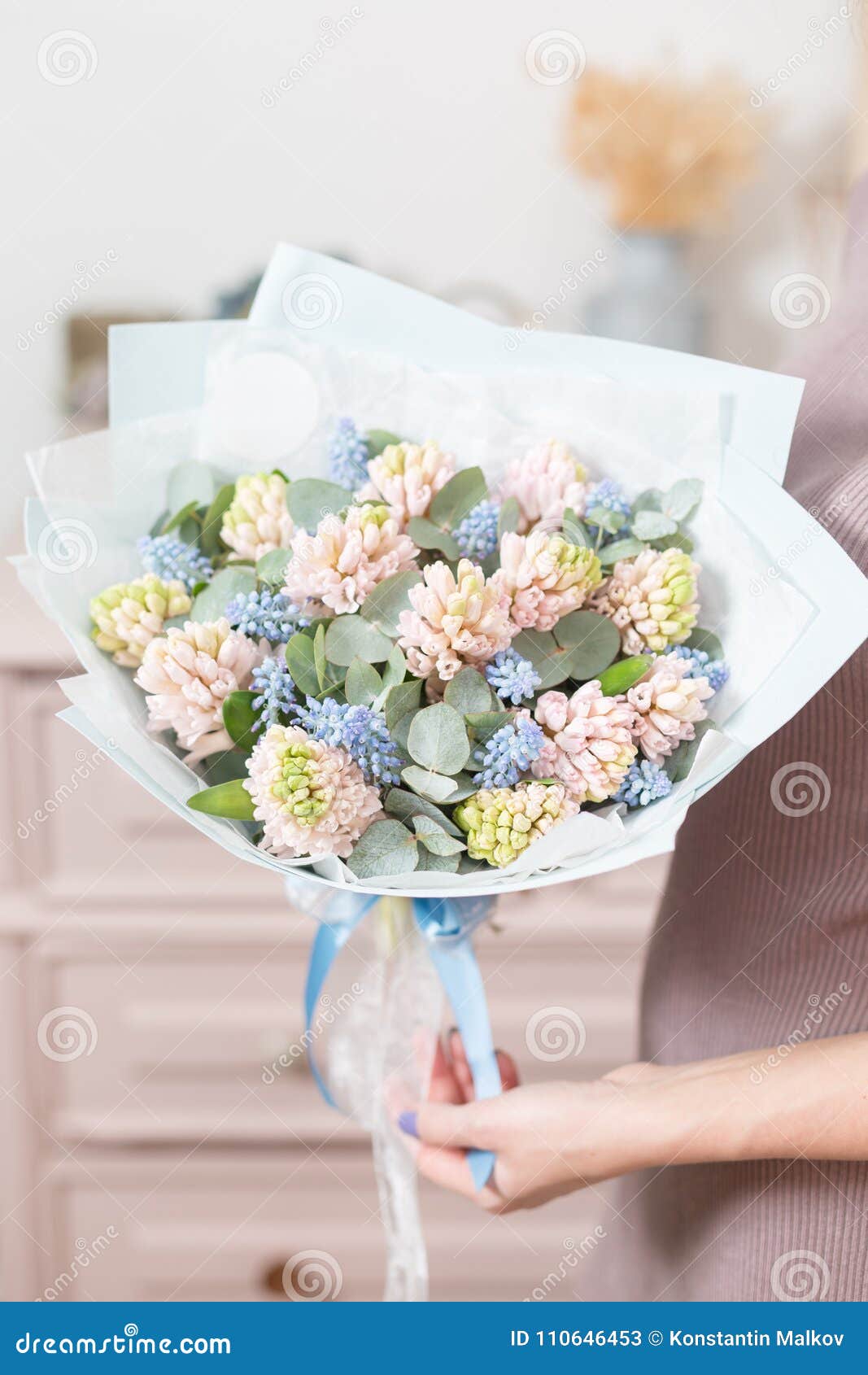桃红色风信花美丽的豪华花束在妇女手上开花卖花人的工作在花店库存图片 图片包括有 桃红色风信花美丽的豪华花束在妇女手上开花卖花人的工作在花店库存图片 图片包括有