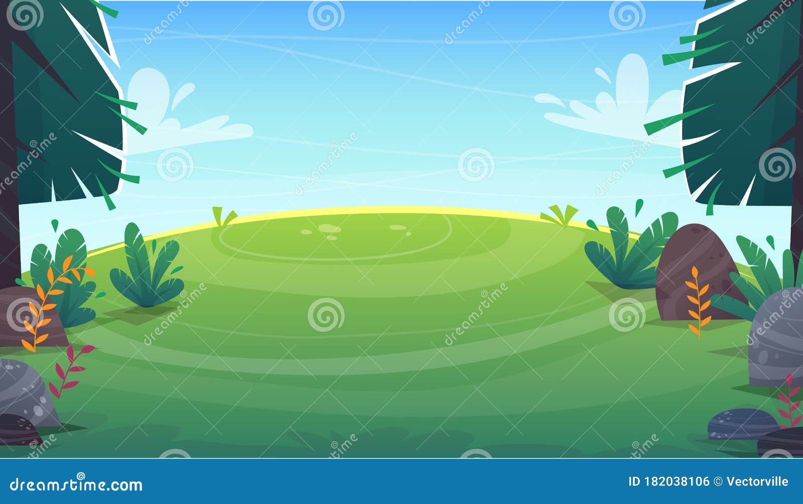 森林背景的草草草坪 欢快的童子绿田 卡通风格的山丘夏日晴天云向量例证 插画包括有草甸 节假日 森林背景的草草草坪 欢快的童子绿田 卡通风格的山丘夏日晴天云向量例证 插画包括有草甸 节假日