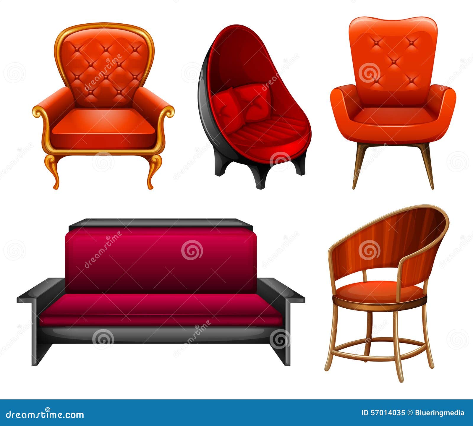 Chairs 向量例证 插画包括有位子 皮革 沙发 现代 背包 坐垫 设计 设置 对象