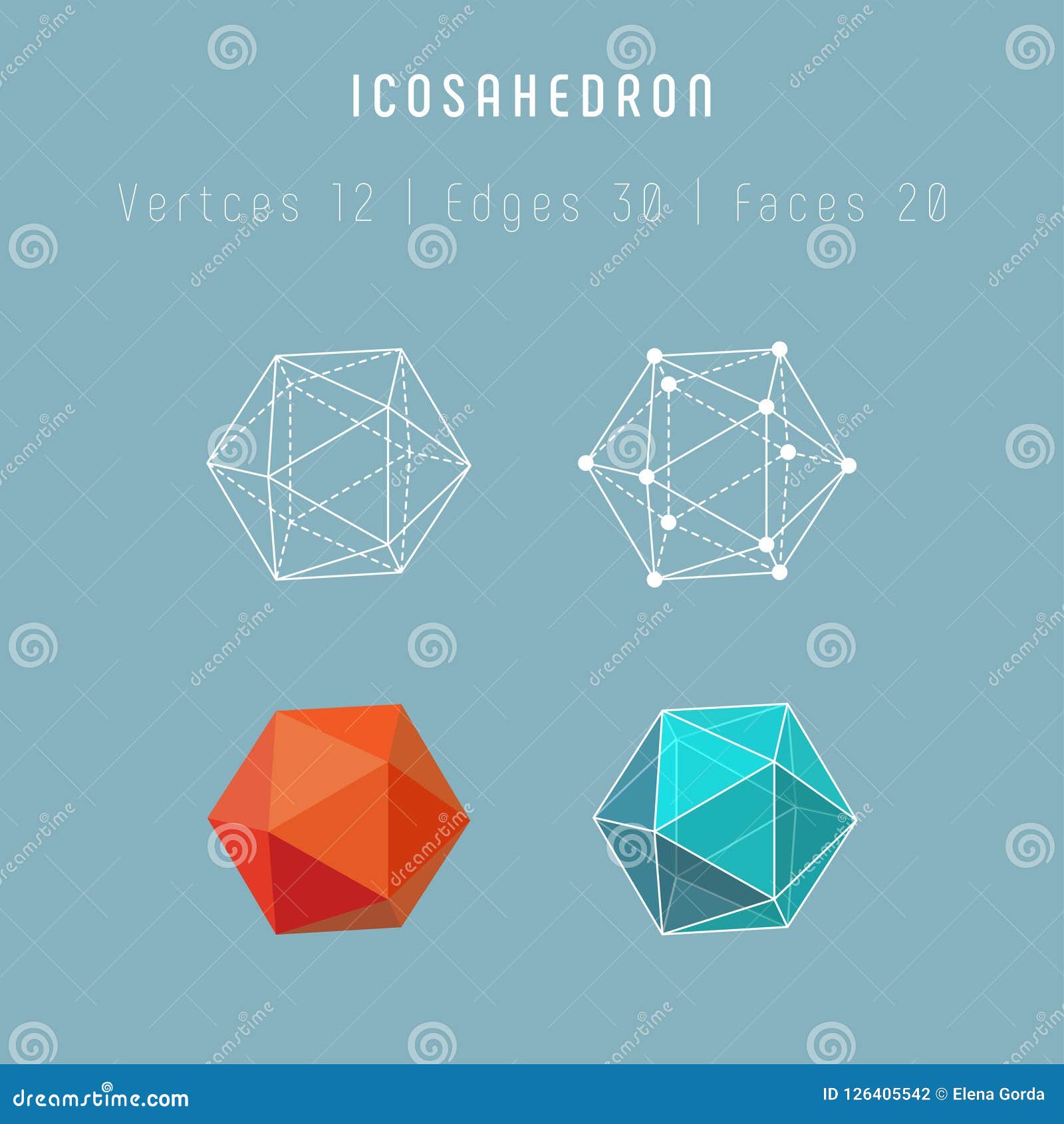 正多面体二十面体向量例证 插画包括有多角形 现代 几何 水晶 二十