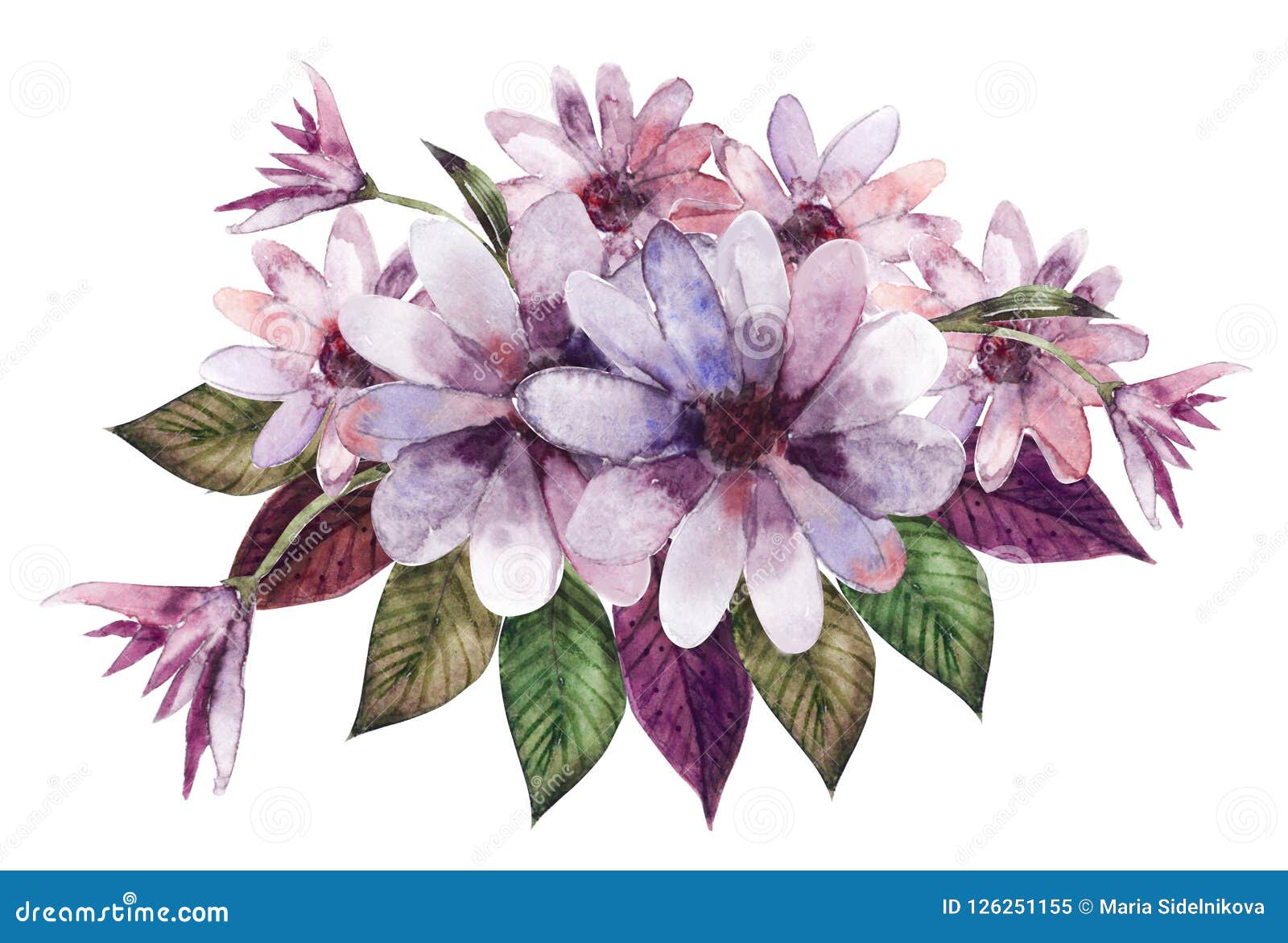 水彩结构或花束的紫色花库存例证 插画包括有水彩结构或花束的紫色花 水彩结构或花束的紫色花库存例证 插画包括有水彩结构或花束的紫色花