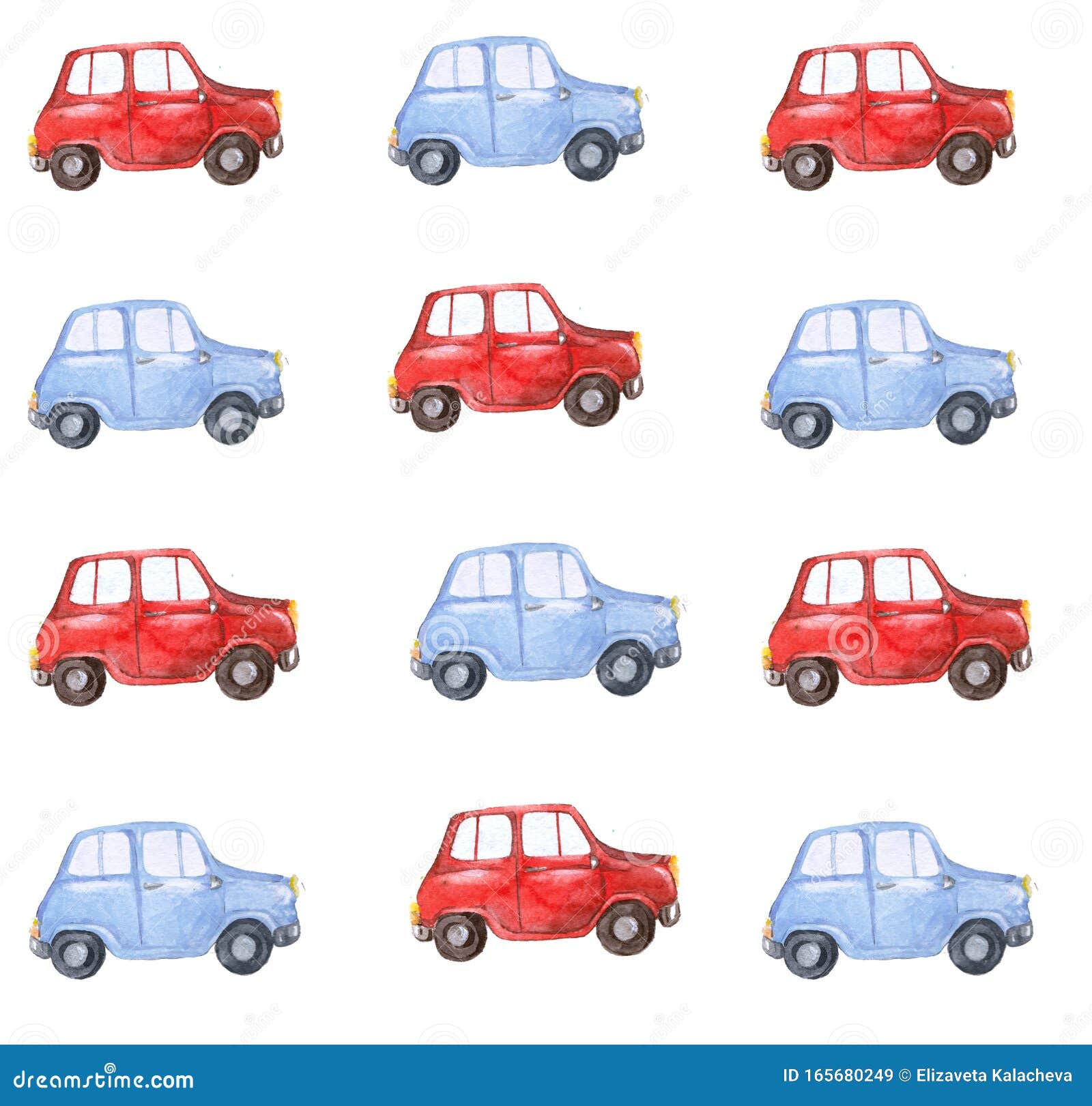 水彩蓝色红车背景图案库存例证 插画包括有水彩蓝色红车背景图案