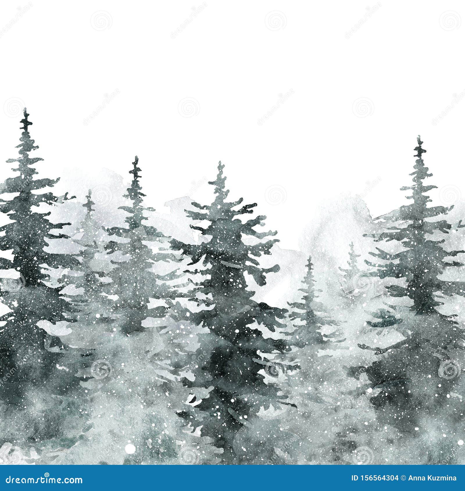 水彩雪冬天森林与空间的风景背景文本的斯诺伊杉木和云杉的树在白色背景库存例证 插画包括有看板卡 室外 水彩雪冬天森林与空间的风景背景文本的斯诺伊杉木和云杉的树在白色背景库存例证 插画包括有看板卡 室外