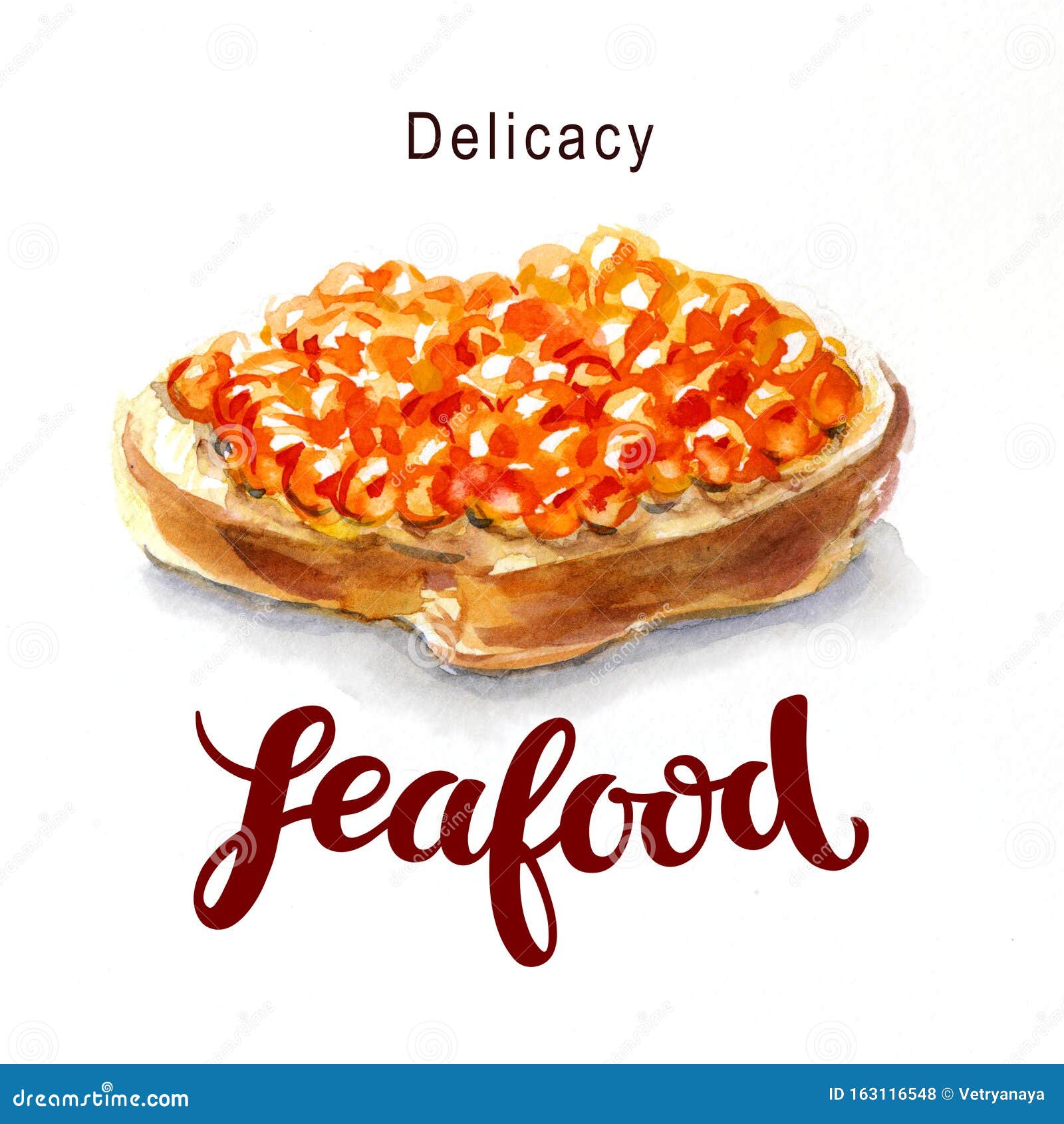 水色海鲜一片白面包 红鱼子酱库存例证 插画包括有纤巧 正餐 照亮 健康 有机 美食