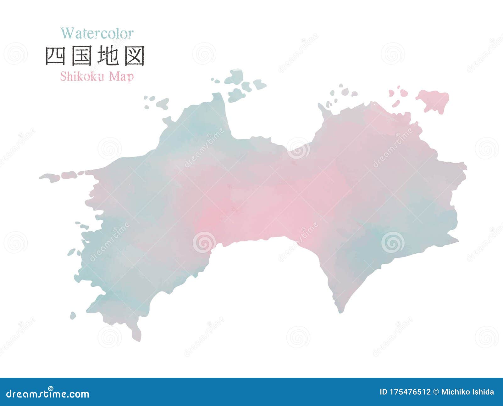 水色纹理的日本四国地区地图向量例证 插画包括有水色纹理的日本四国地区地图
