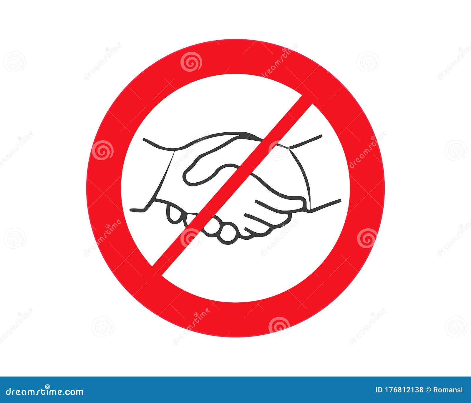 没有带有红色禁止标志的握手图标 避免了物理接触和冠状病毒感染禁止握手符号概念向量例证 插画包括有传染 被攻击的