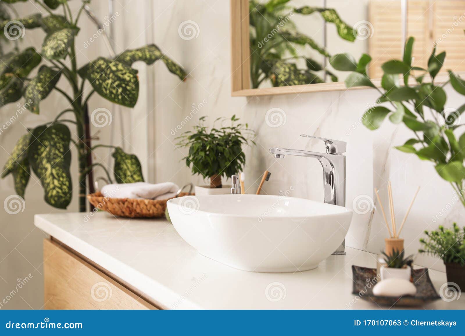 浴室中的水槽和绿色植物室内设计库存图片 图片包括有本质 叶子 增长 庭院 浴室 新鲜