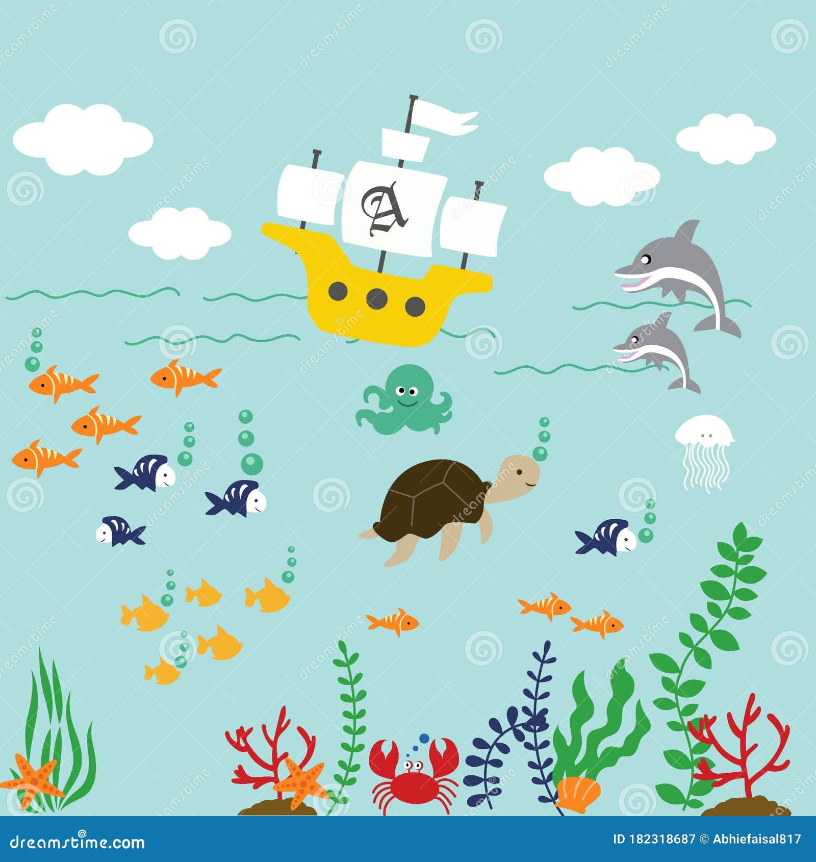 海底世界背景可爱的水下动物矢量图插图向量例证 插画包括有孩子 章鱼 瓶颈 潜水 图画 海底世界背景可爱的水下动物矢量图插图向量例证 插画包括有孩子 章鱼 瓶颈 潜水 图画
