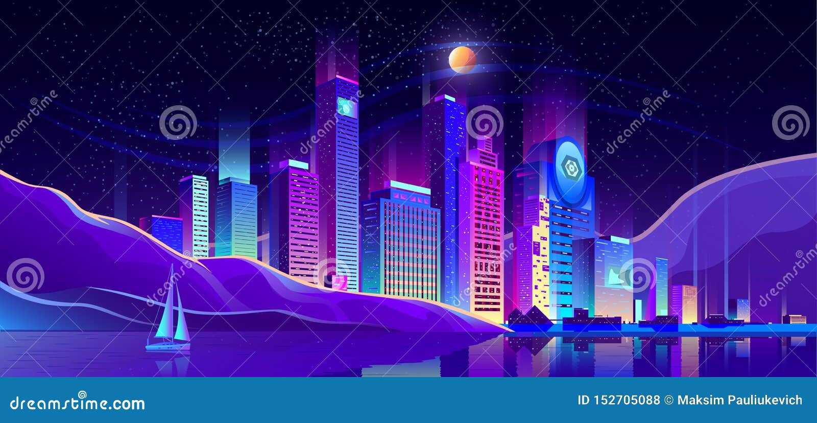 海洋岸传染媒介背景的未来大都会向量例证 插画包括有 海洋岸传染媒介背景的未来大都会向量例证 插画包括有