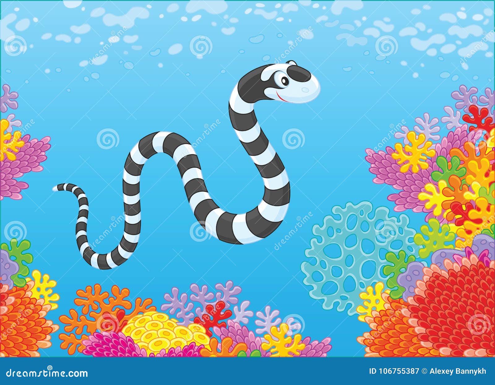 海蛇和珊瑚向量例证 插画包括有