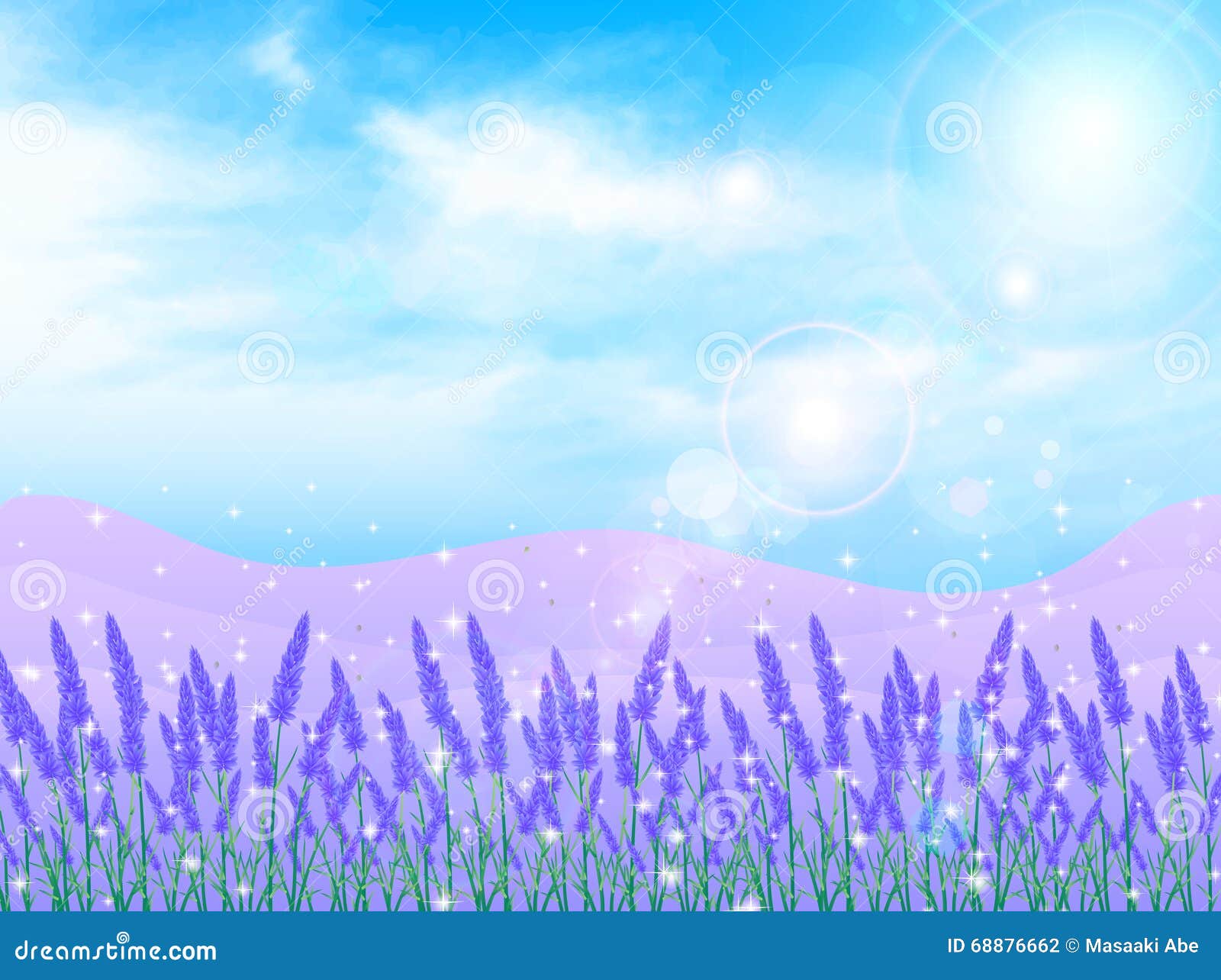 淡紫色花风景背景库存例证 插画包括有北海道 横向 淡紫色 背包 晒裂 材料 夏天 及早