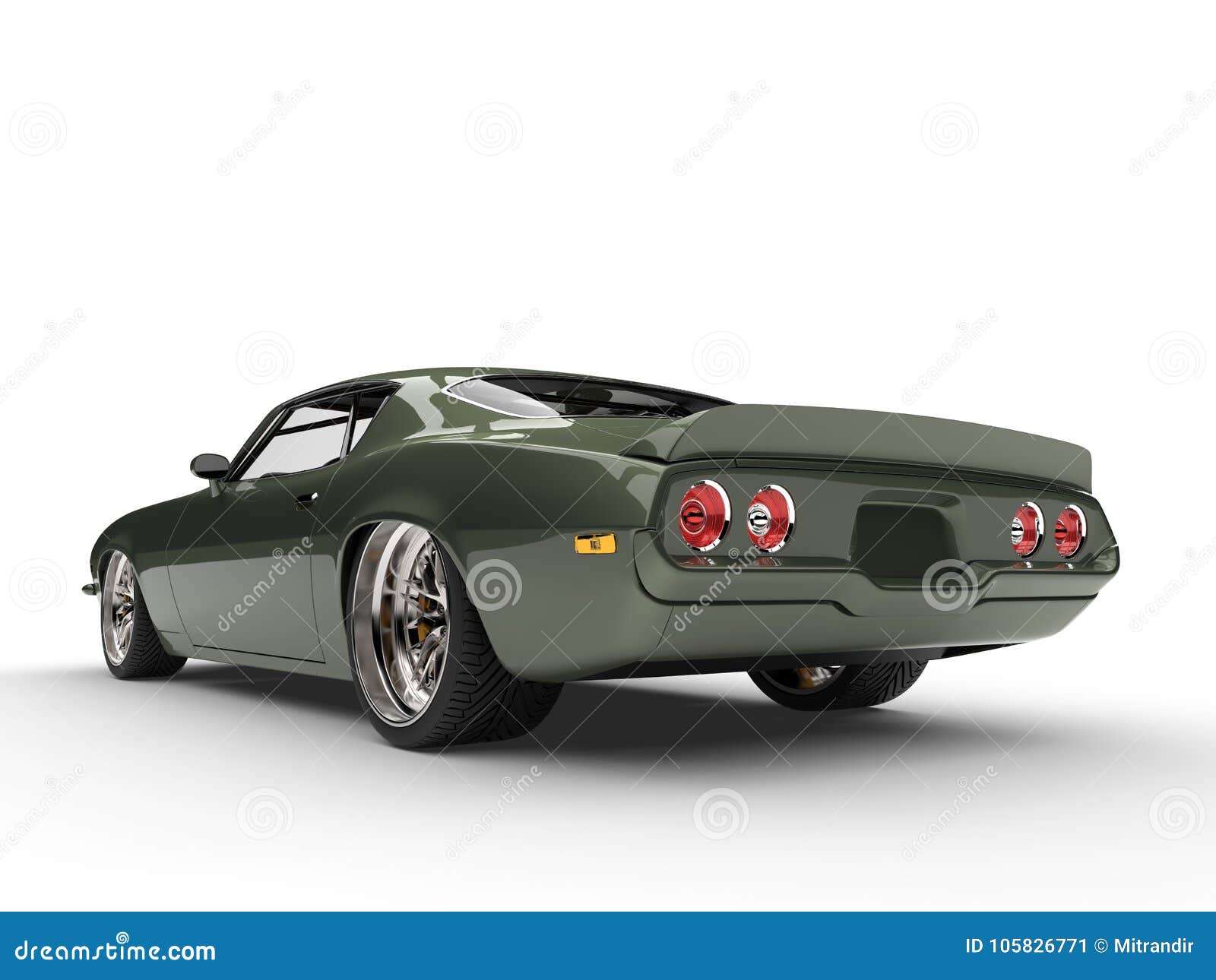 深刻的金属绿色经典守旧派美国车的背面图库存例证 插画包括有