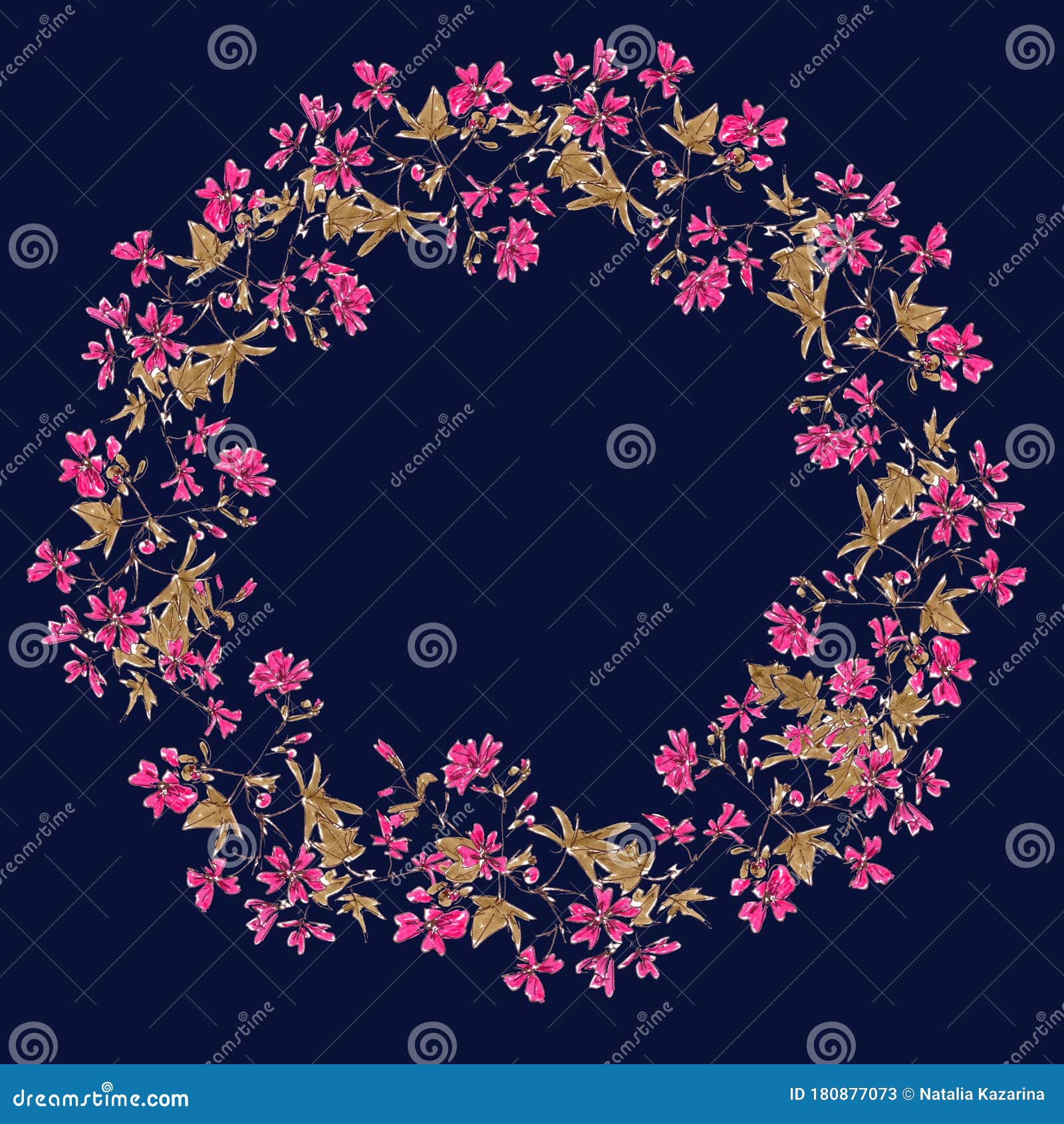 深色背景上带复制空间的粉红野菜花圈库存例证 插画包括有植物群 背包 花粉 医疗 宏指令