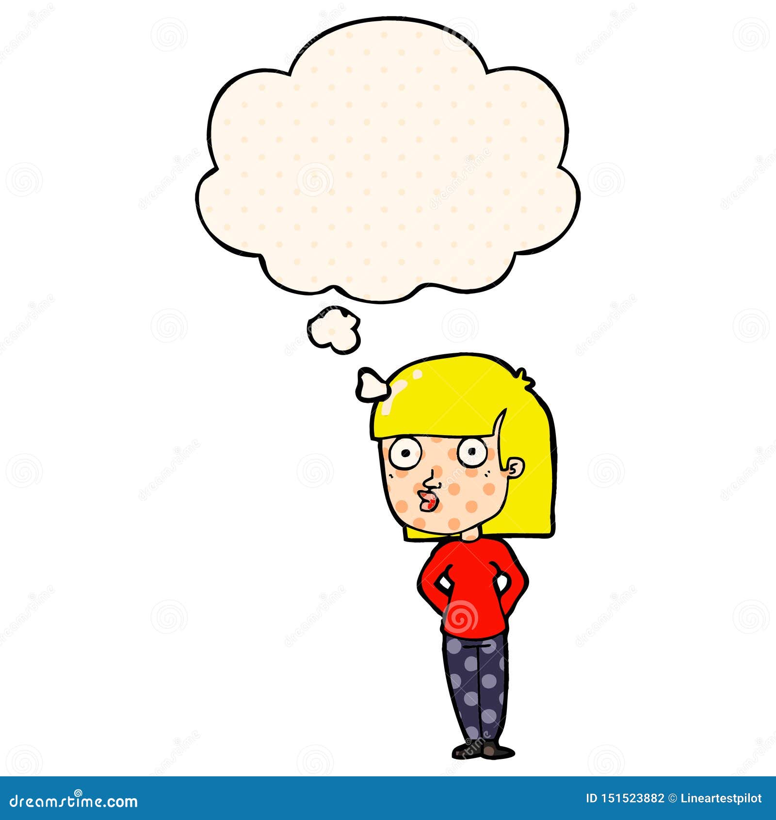 漫画书风格中的创意卡通女性凝视与思考泡泡向量例证 插画包括有打印 钉书匠 逗人喜爱 古怪 漫画书风格中的创意卡通女性凝视与思考泡泡向量例证 插画包括有打印 钉书匠 逗人喜爱 古怪